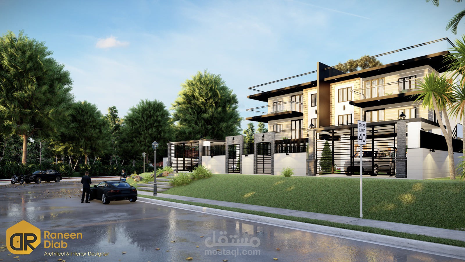 تصميم خارجي ( فيلا على الطراز الحديث)