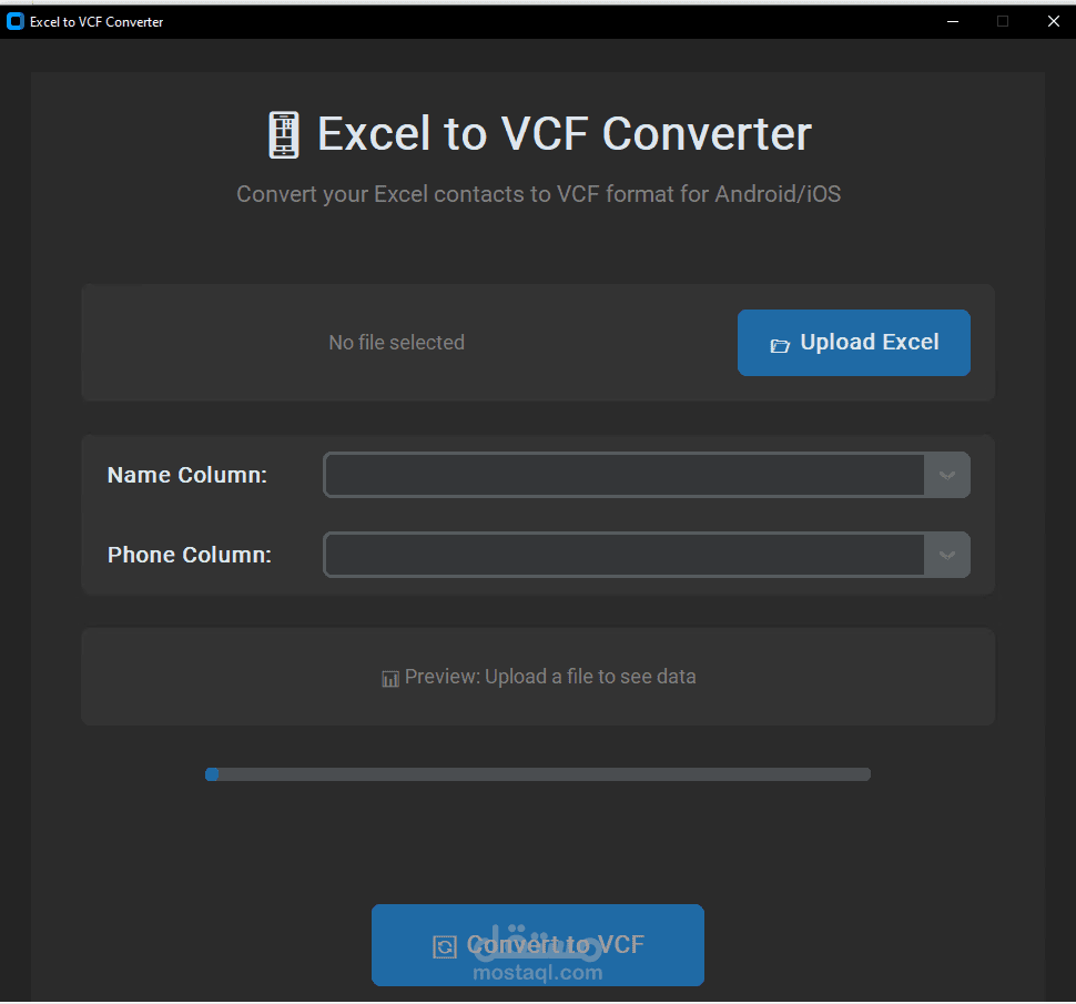 برنامج سطح مكتب لتحويل بيانات العملاء من Excel إلى جهات اتصال (Bulk VCF Generator)
