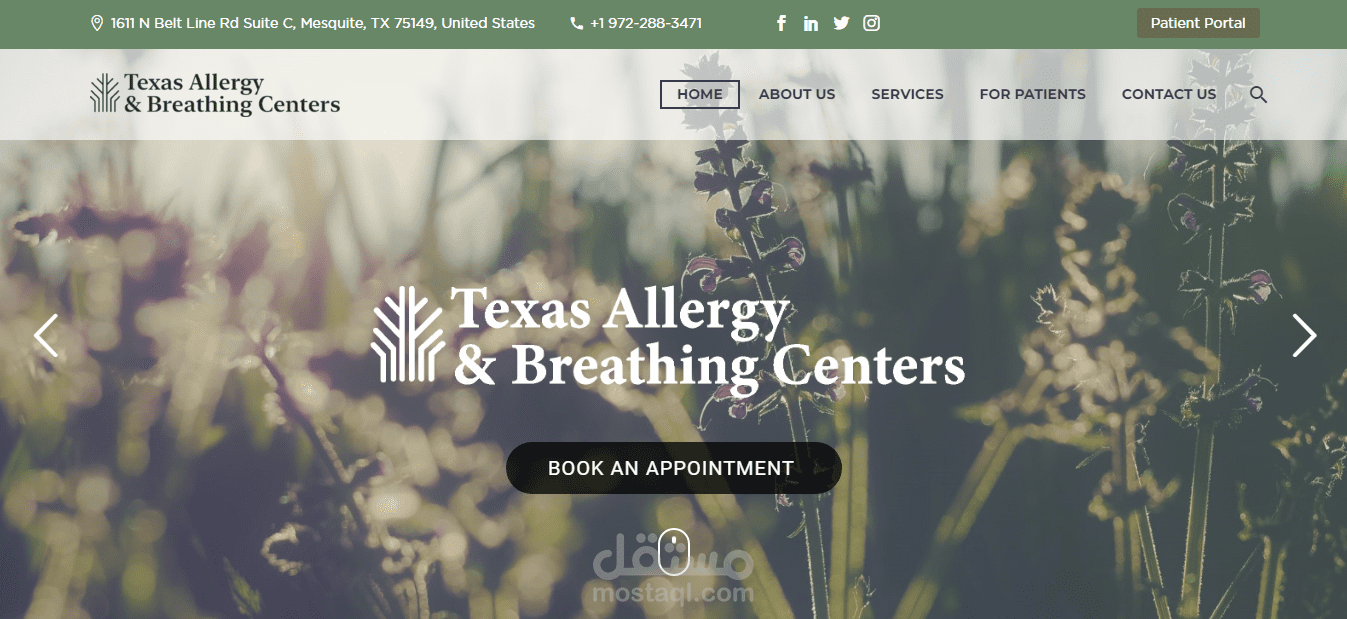 تطوير موقع ويب - WordPress - باسم My Texas Allergy لمركز طبي في تكساس في امريكا