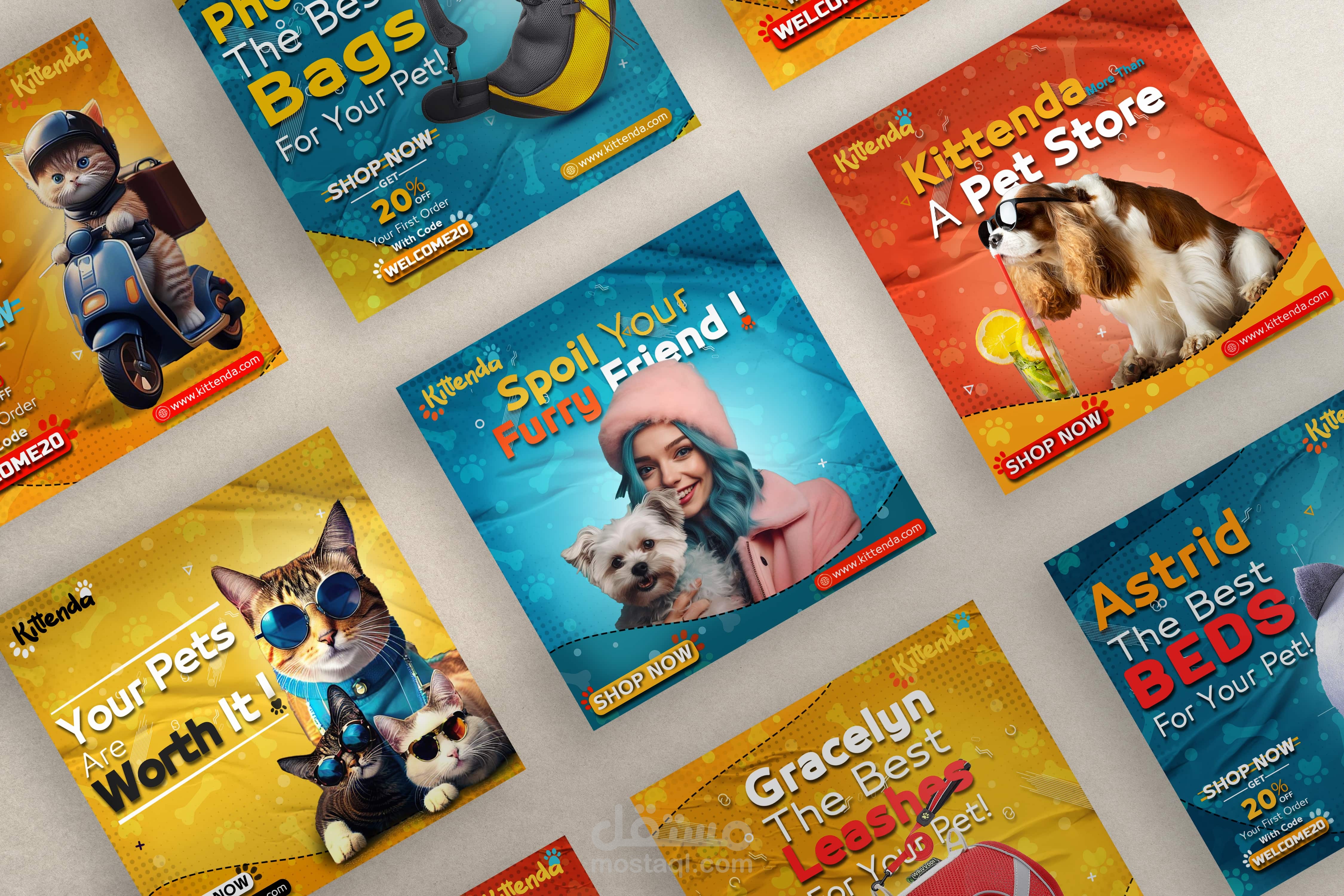 تصميمات سوشيال ميديا لـ متجر حيوانات أليفة