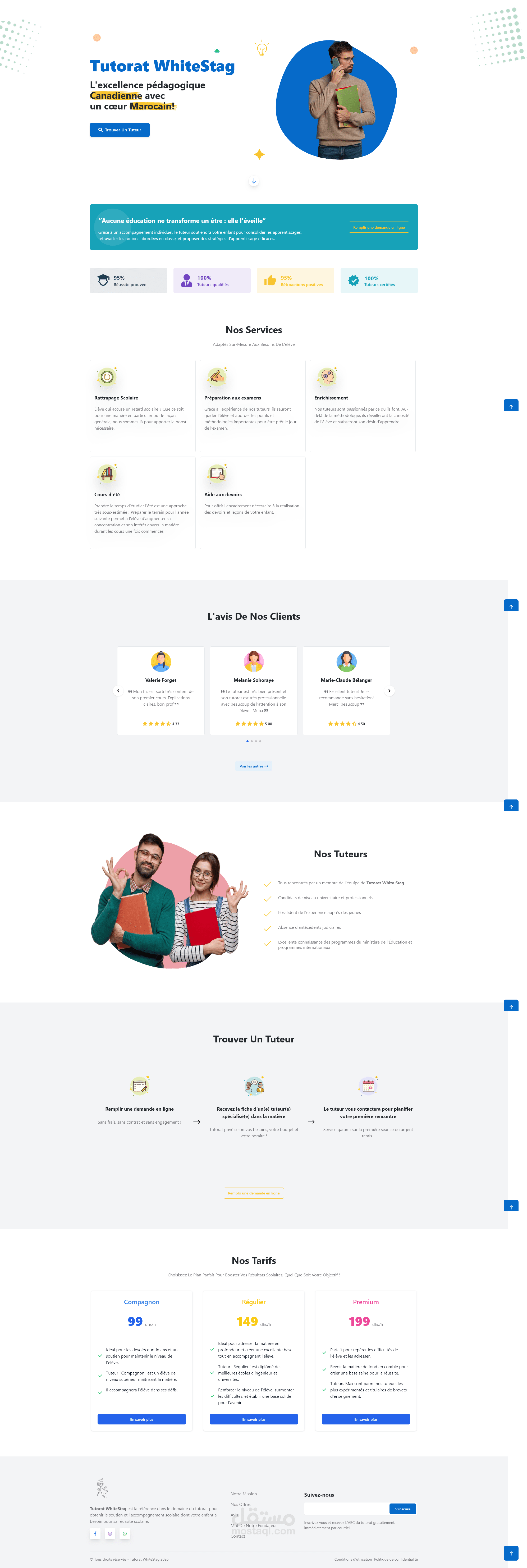 تصميم وتطوير موقع إلكتروني احترافي لمنصة تعليمية (Tutorat WhiteStag)