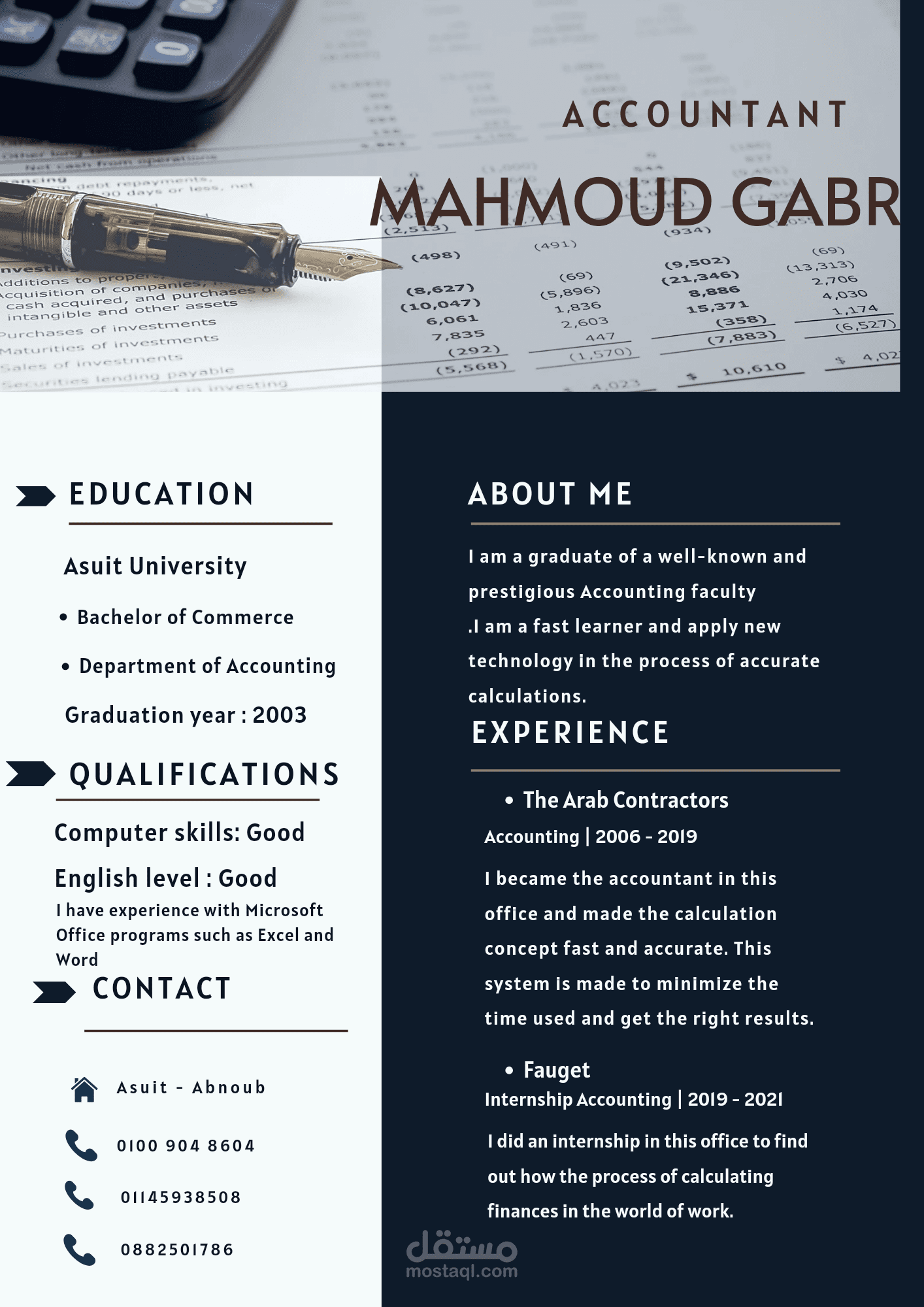 سيرة ذاتية لمحاسب CV for accountant