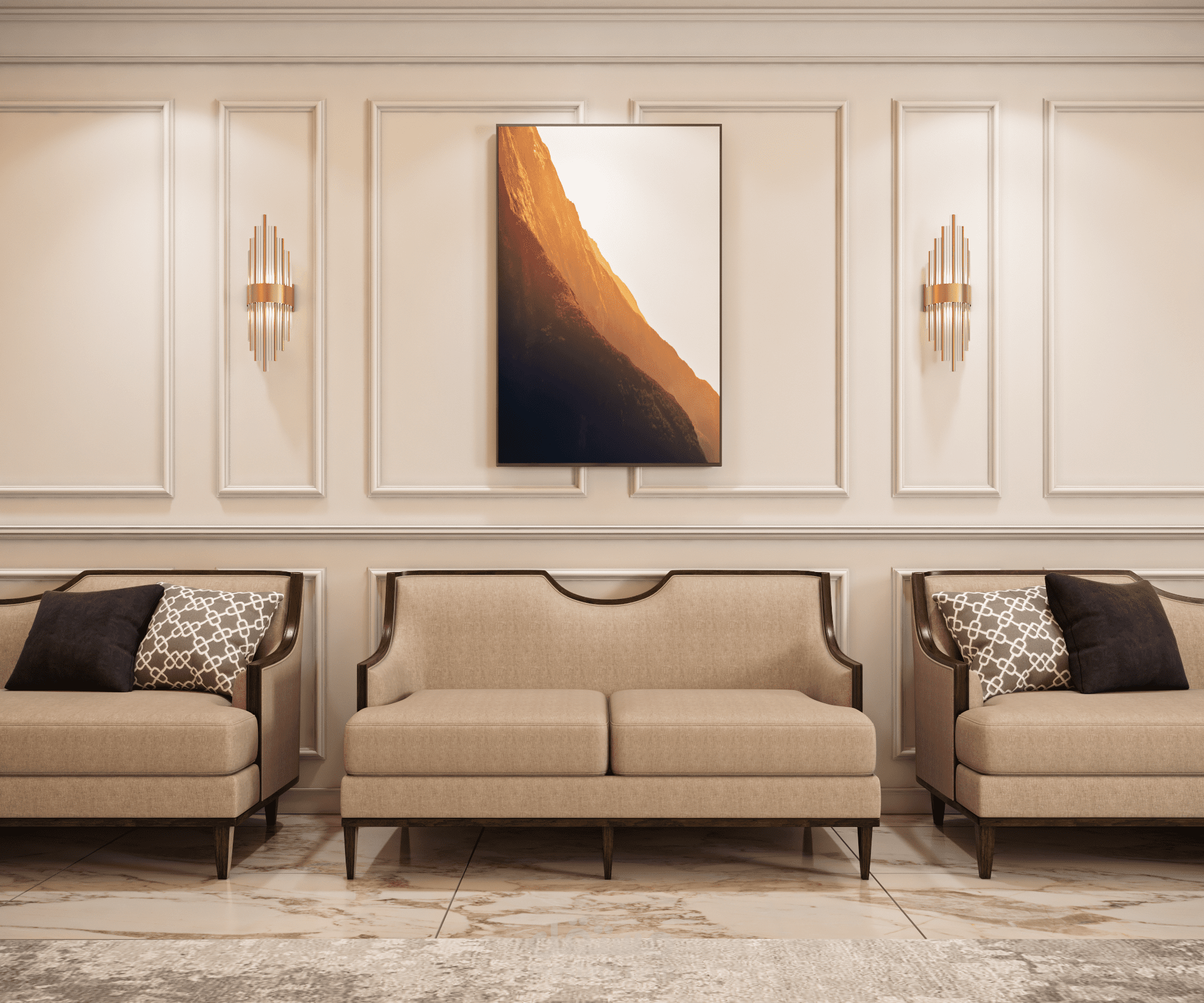 تصميم - مجلس رجال مع حمام طراز نيو كلاسيك في المملكة العربية السعودية