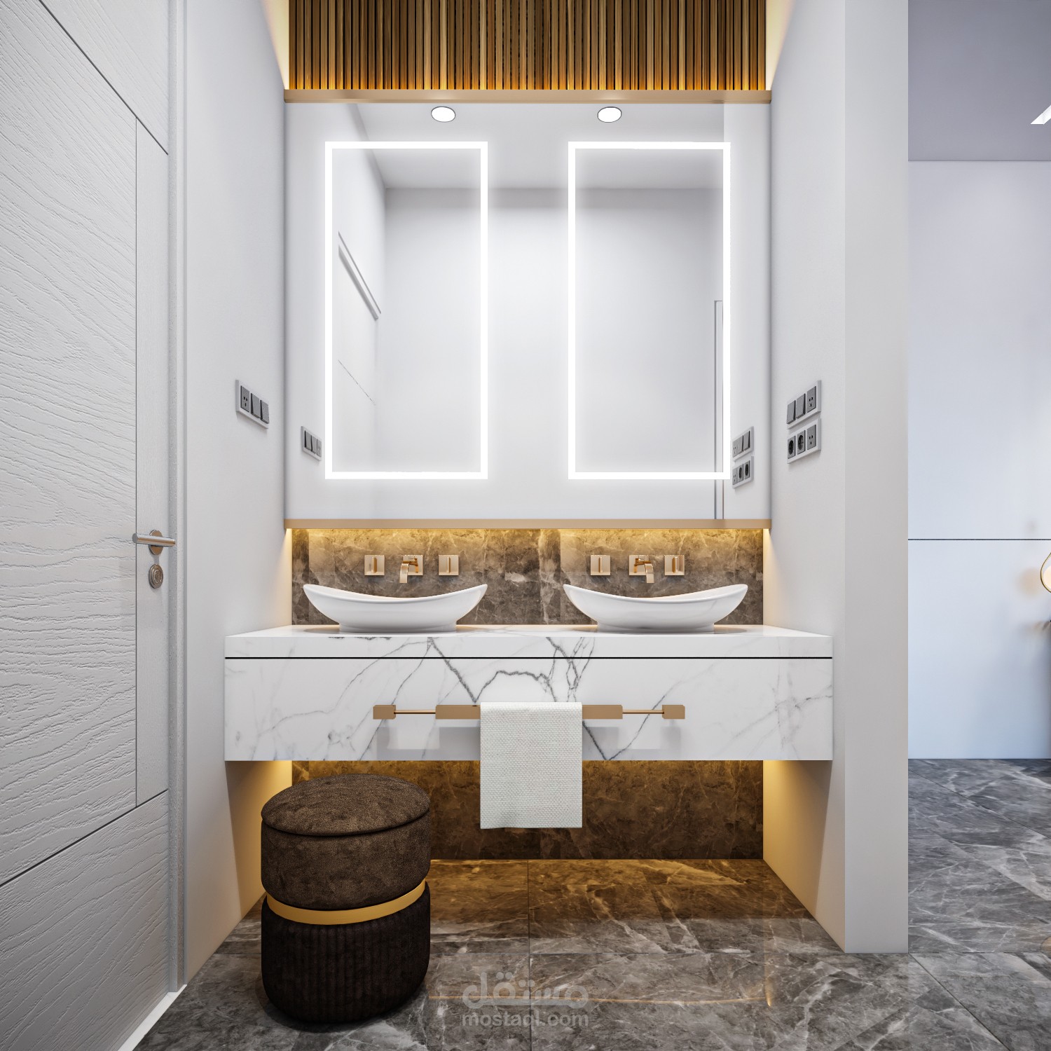 تصميم - داخلي منطقة المغاسل وحمام في المملكة العربية السعودية KSA