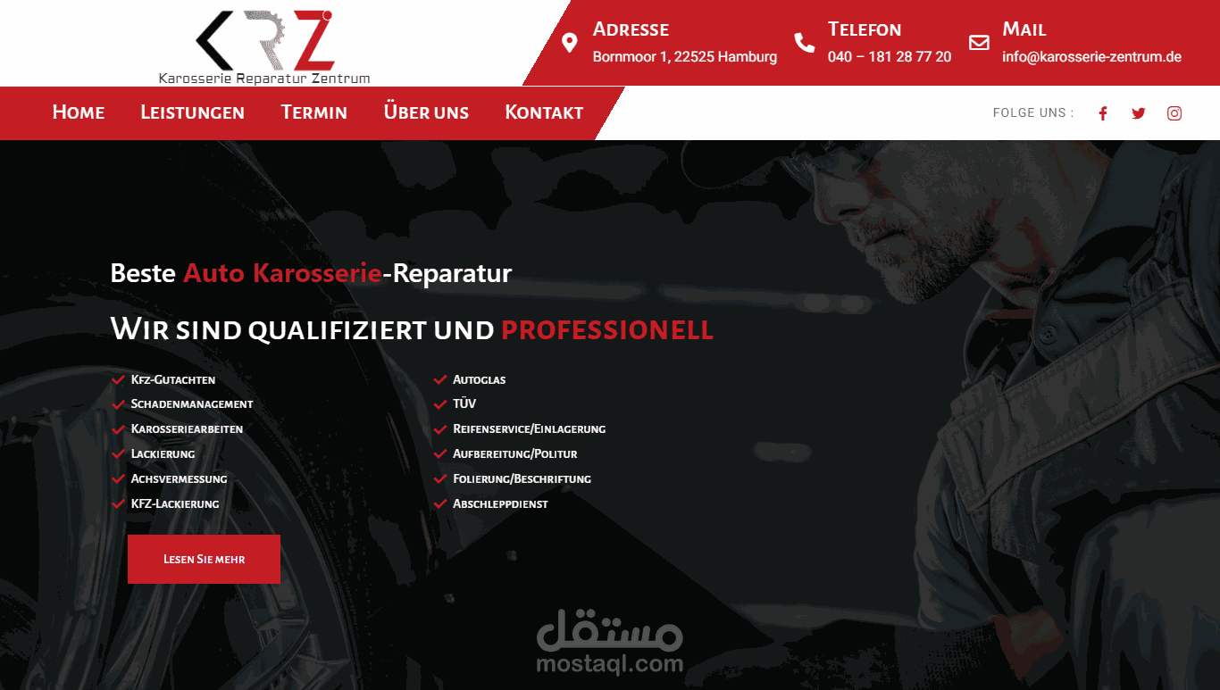 موقع لشركة ألمانية لتصليح السيارات