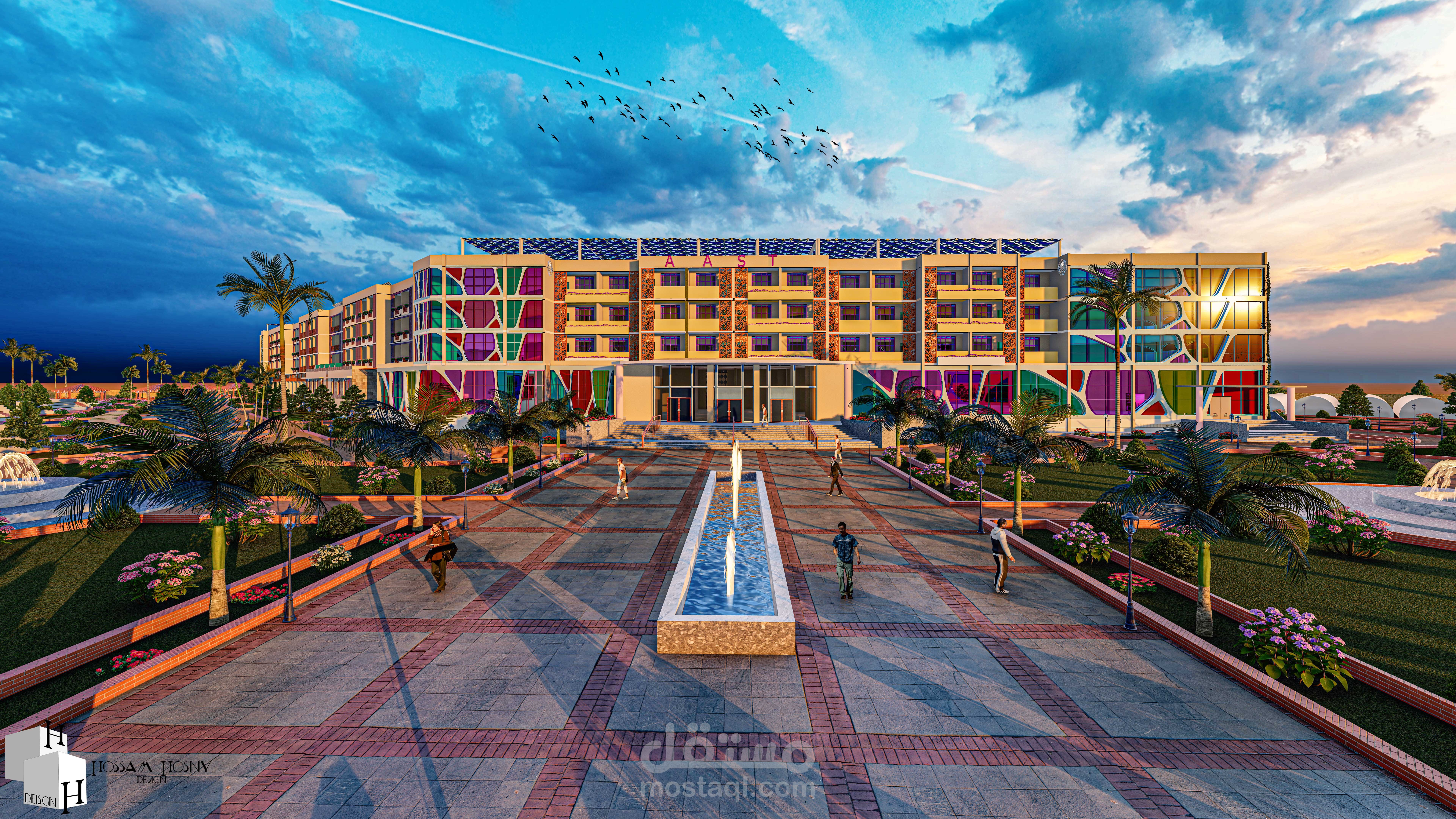 تصميم مبني سكني جامعي