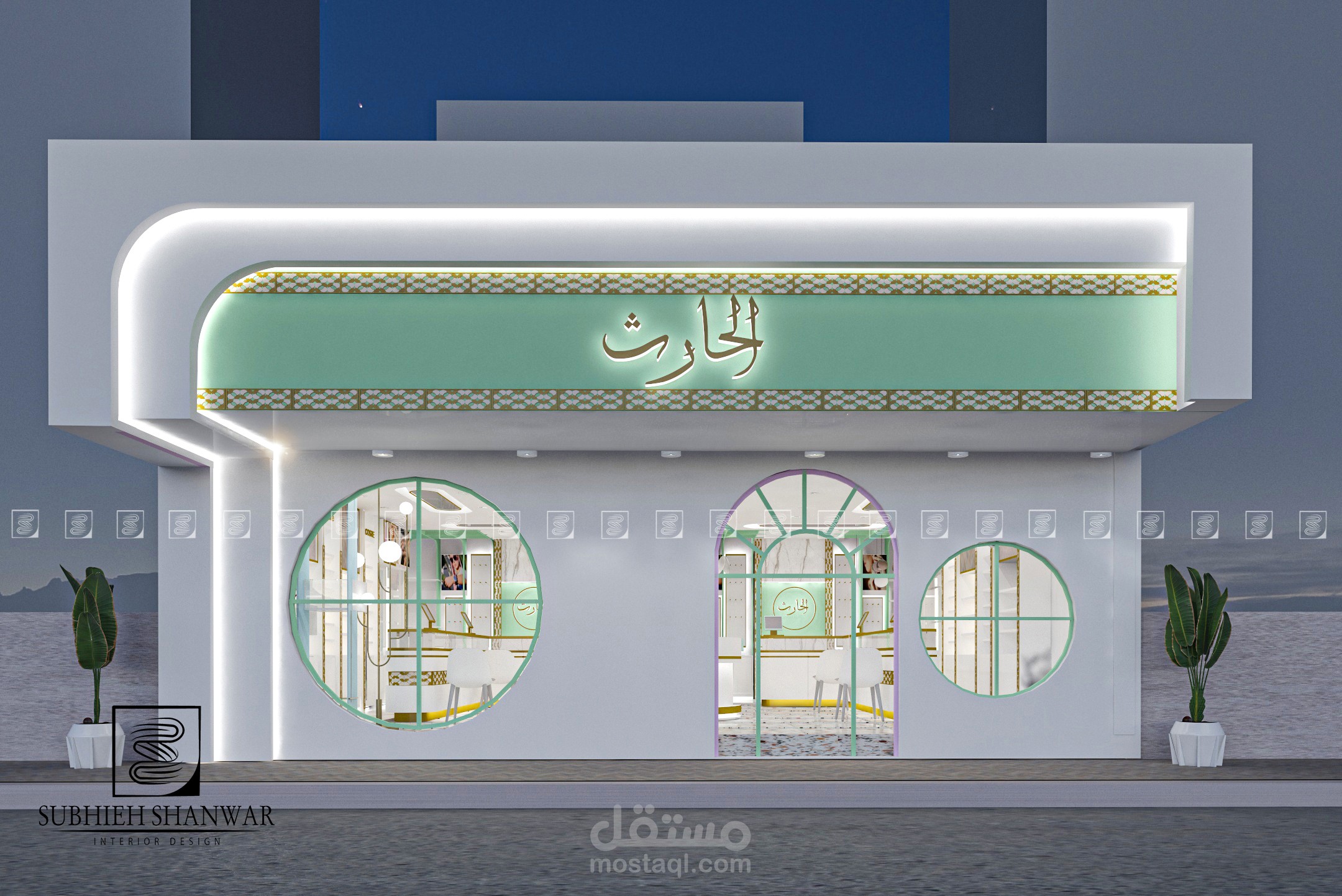 تصميم داخلي وخارجي لمحل تجاري لبيع المجوهرات في العراق