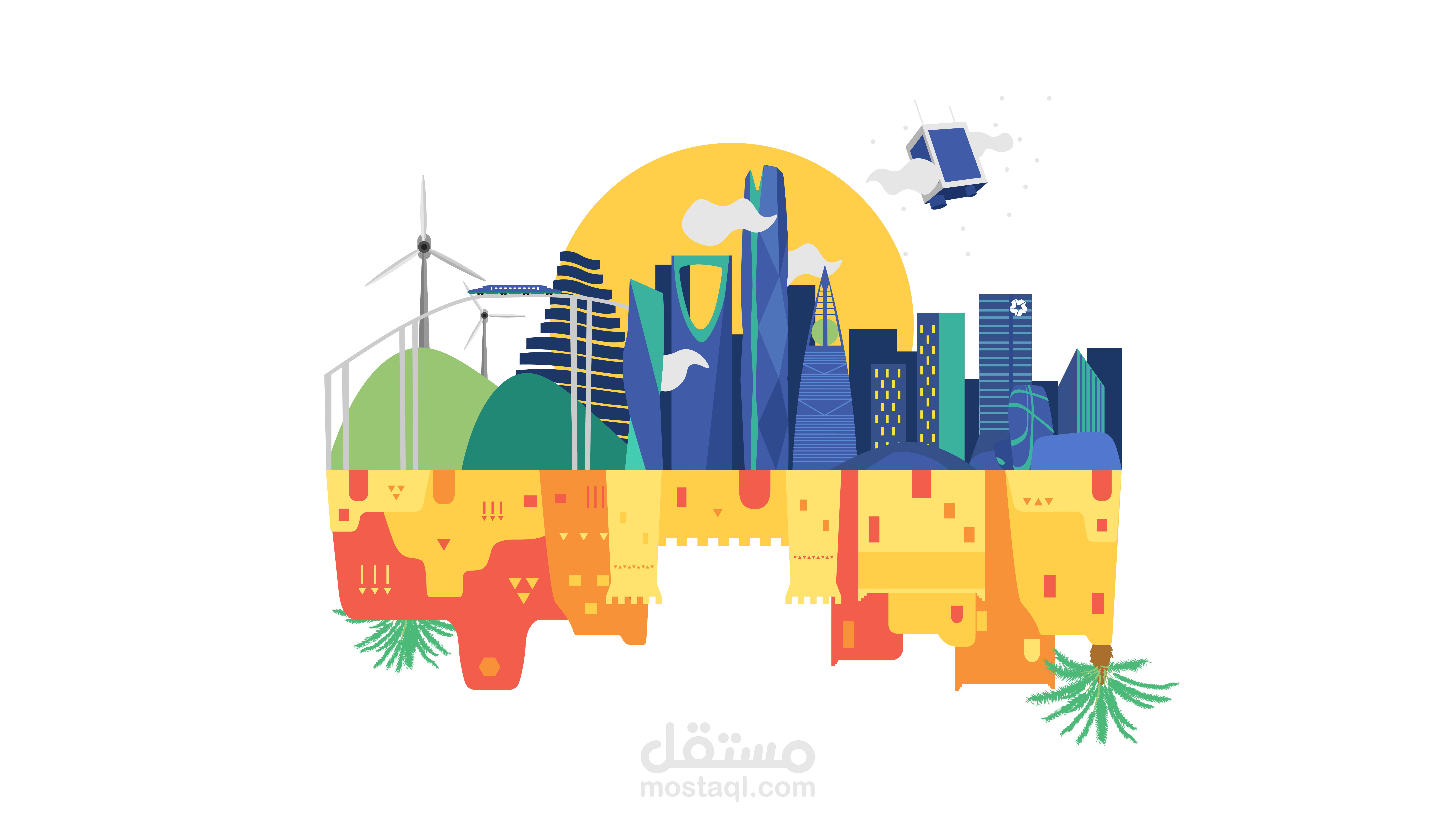 تصميم رسمة لليوم الوطني السعودي (مشروع على مستقل)