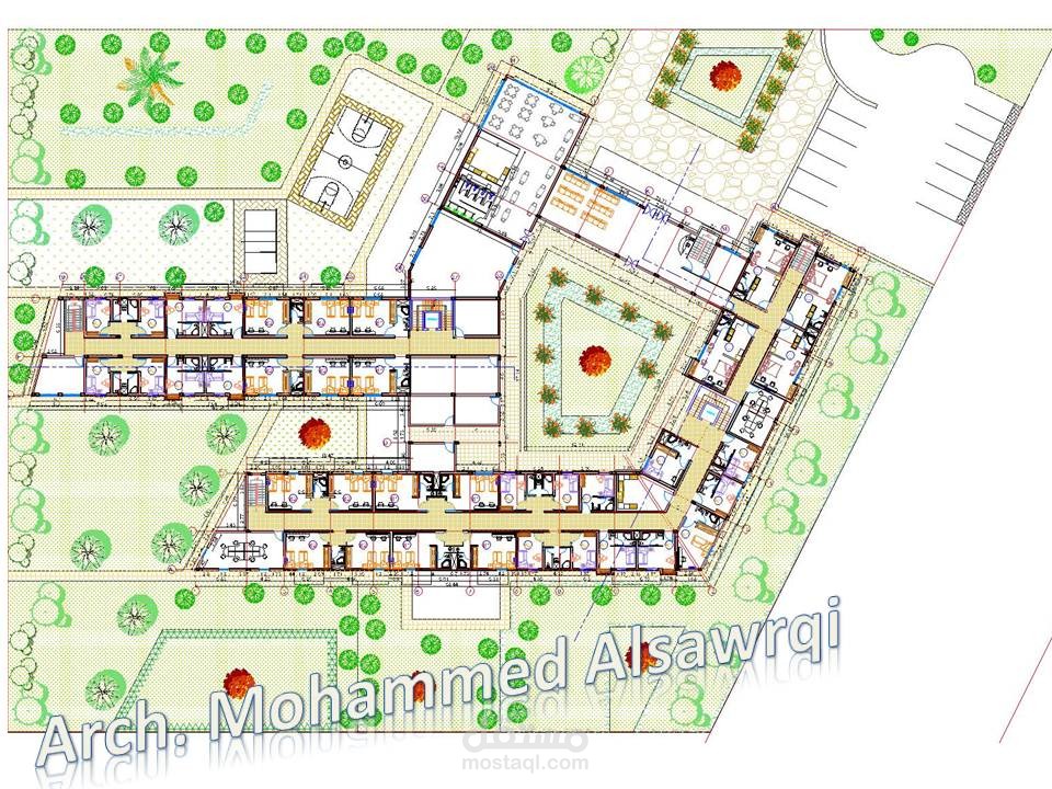 مشروع تصميم مجمع سكني لطلاب وطالبات جامعة