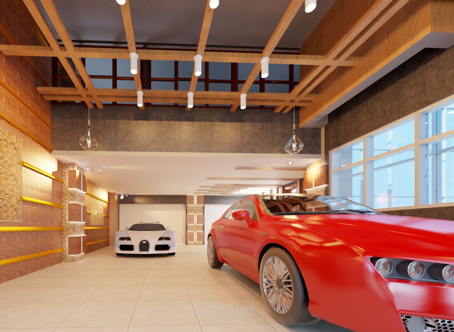 تصميم ديكورات 3D داخليه لممعرض سيارات