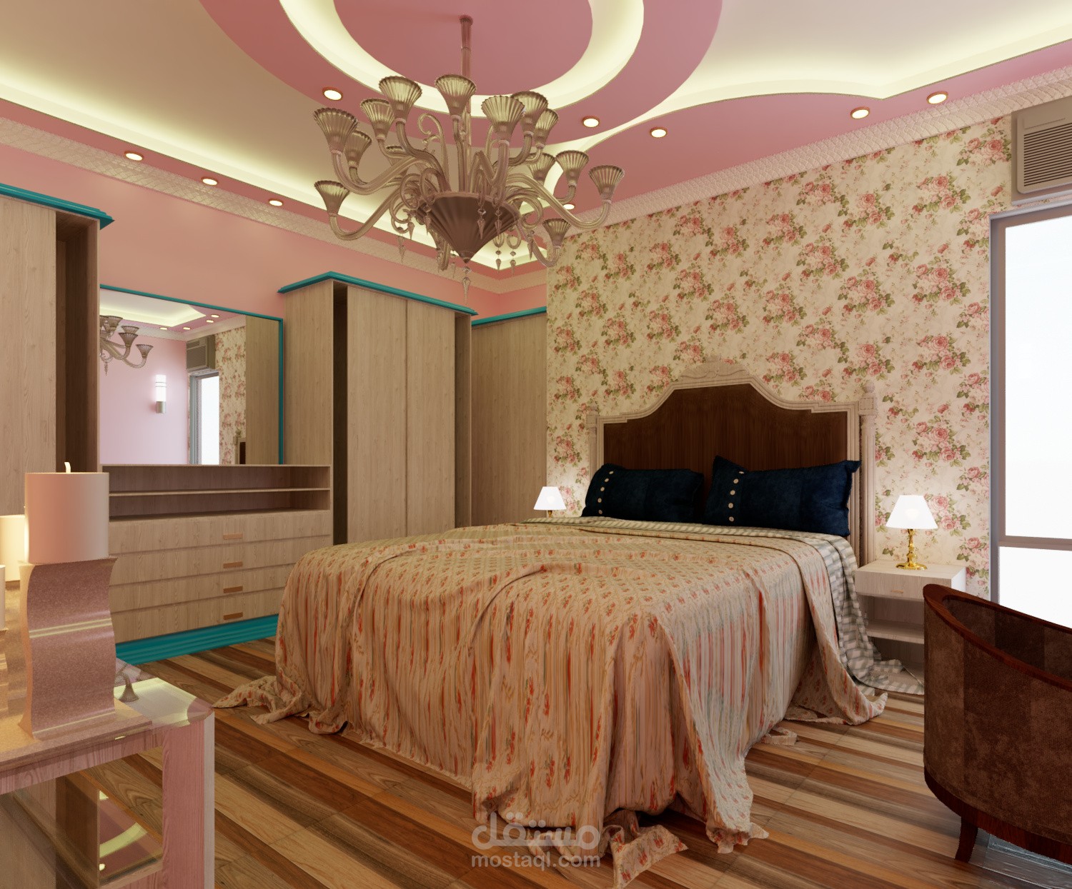 تصميم ديكورات 3D داخليه لغرفه نوم