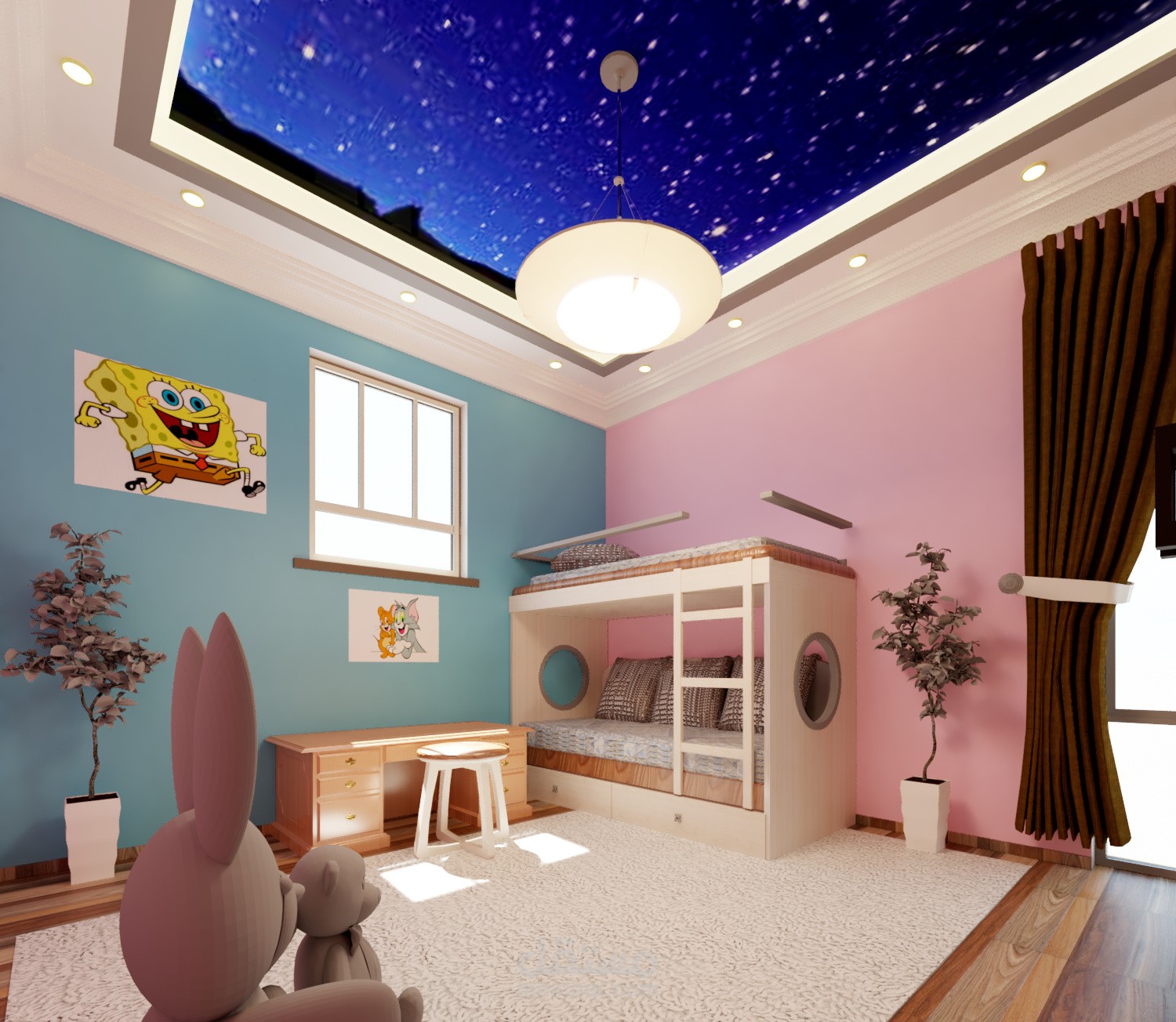 تصميم ديكورات 3D داخليه لغرفه اطفال