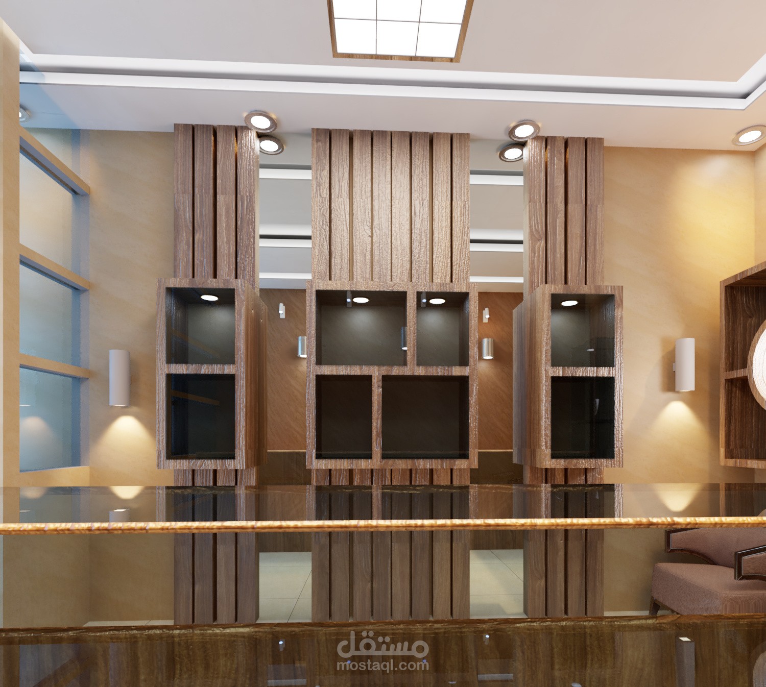 تصميم ديكورات 3D داخليه لمحل اكسوارات