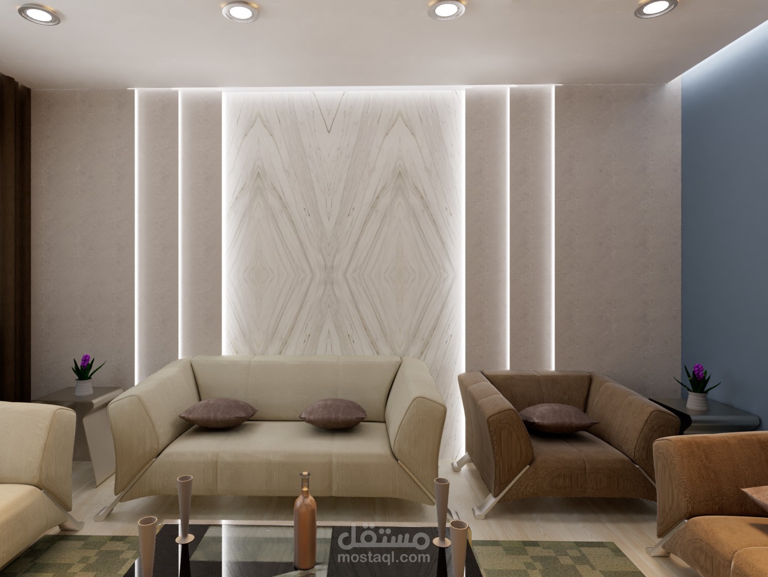 تصميم ديكورات 3D داخليه لمجلس