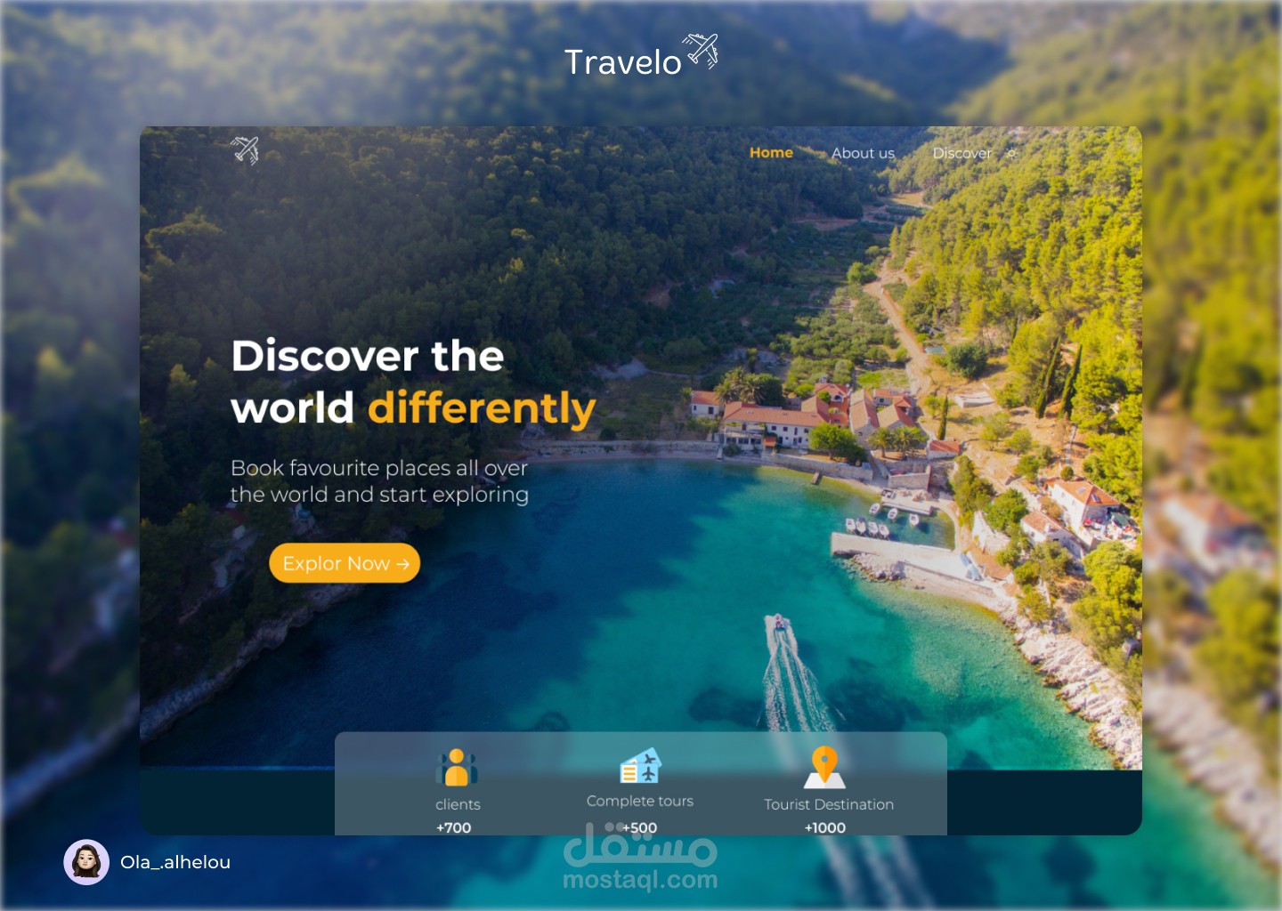 Landing page for travelo
