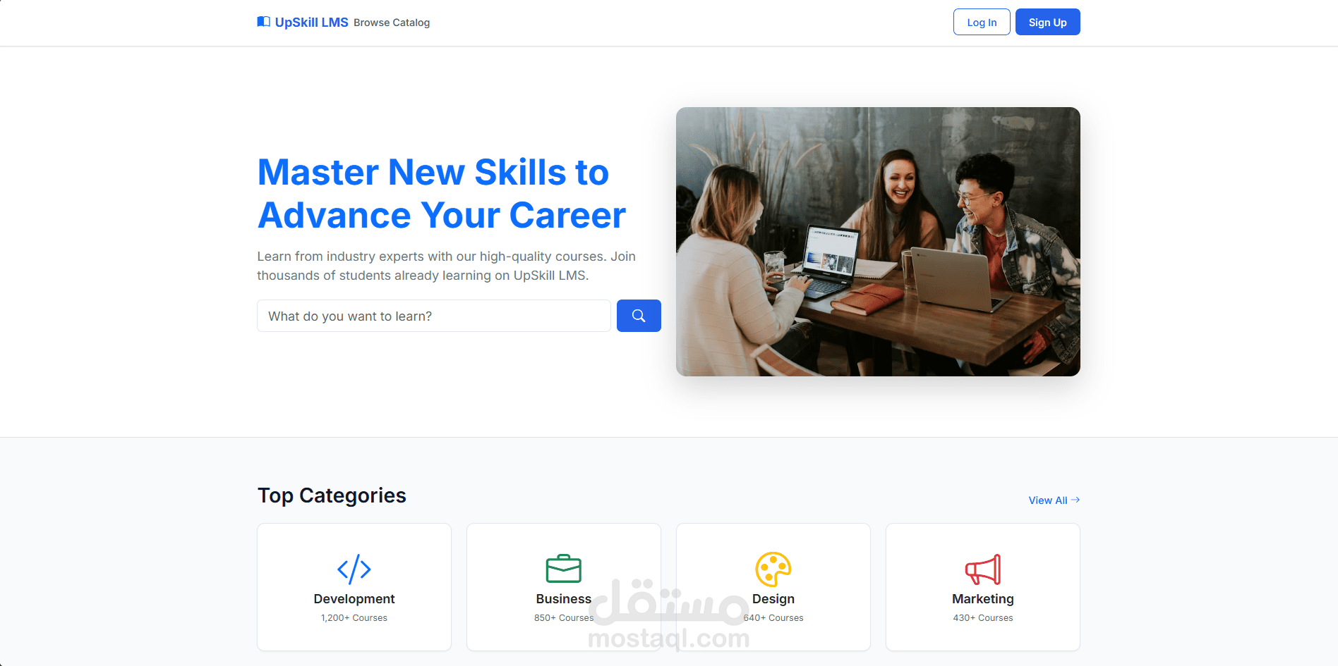 تأسيس منصة UpSkill - Learning Management System (LMS) Backend Foundation