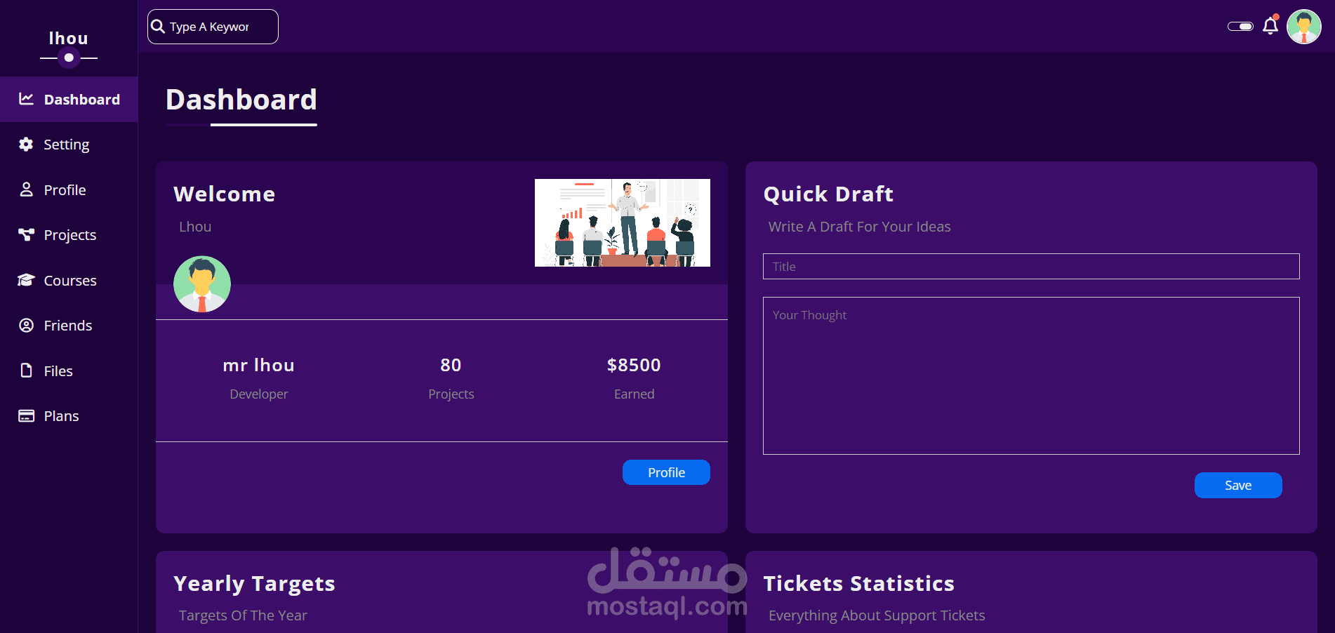 موقع للوحة تحكم