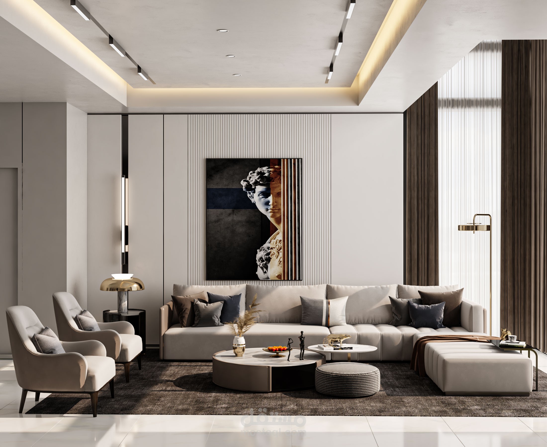 صالة معيشة مع بهو في الرياض