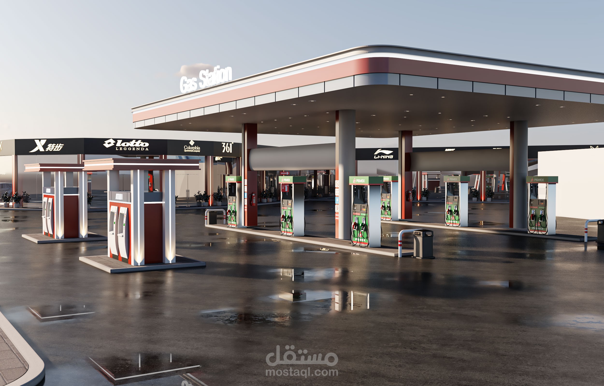 تصميم خارجي لكازية مع معارض في المملكة العربية السعودية