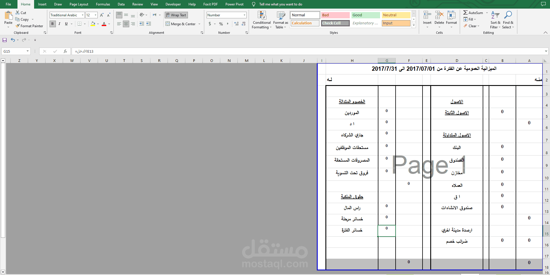 الميزانية العمومية