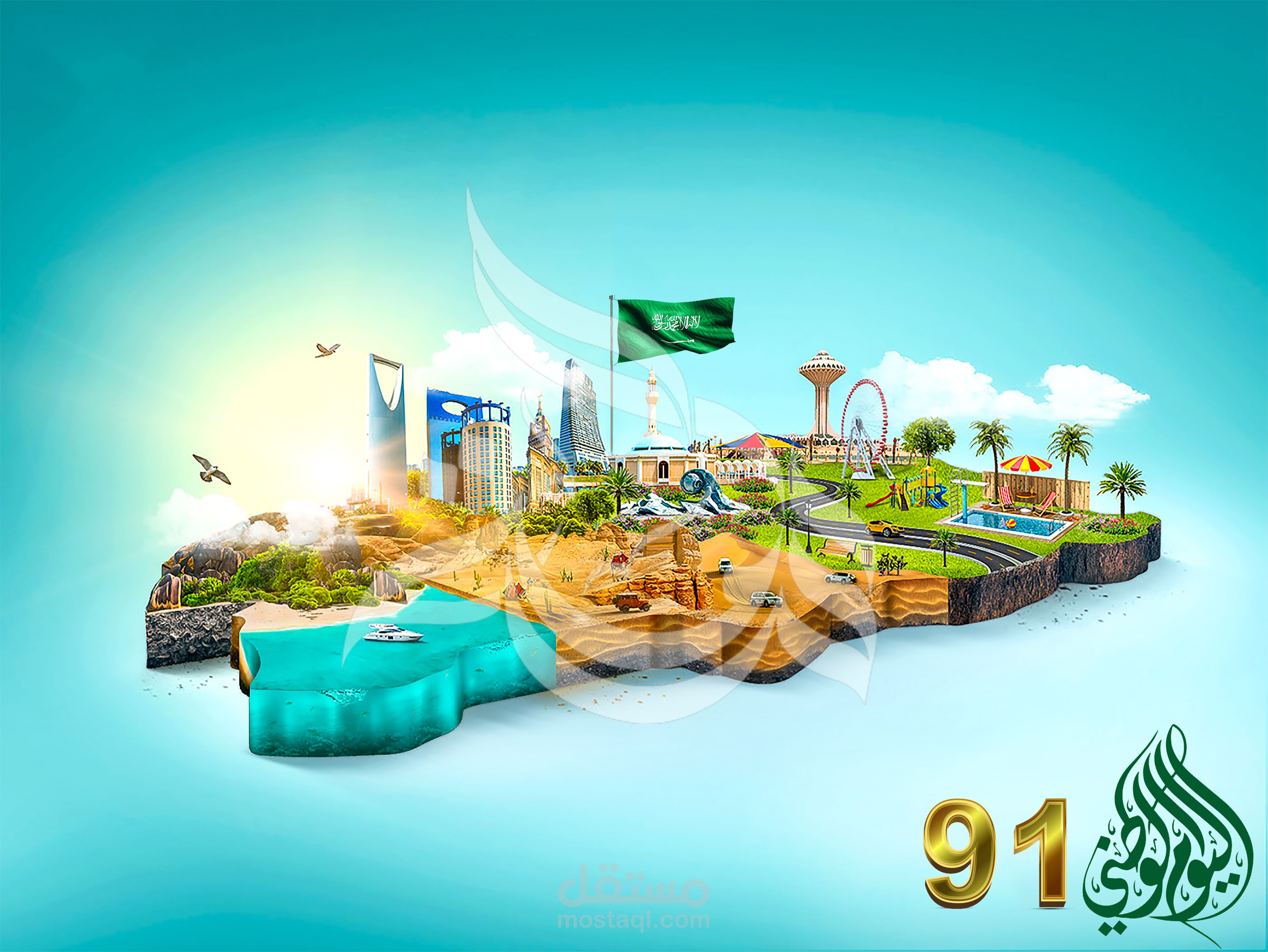 تصميم لليوم الوطني السعودي