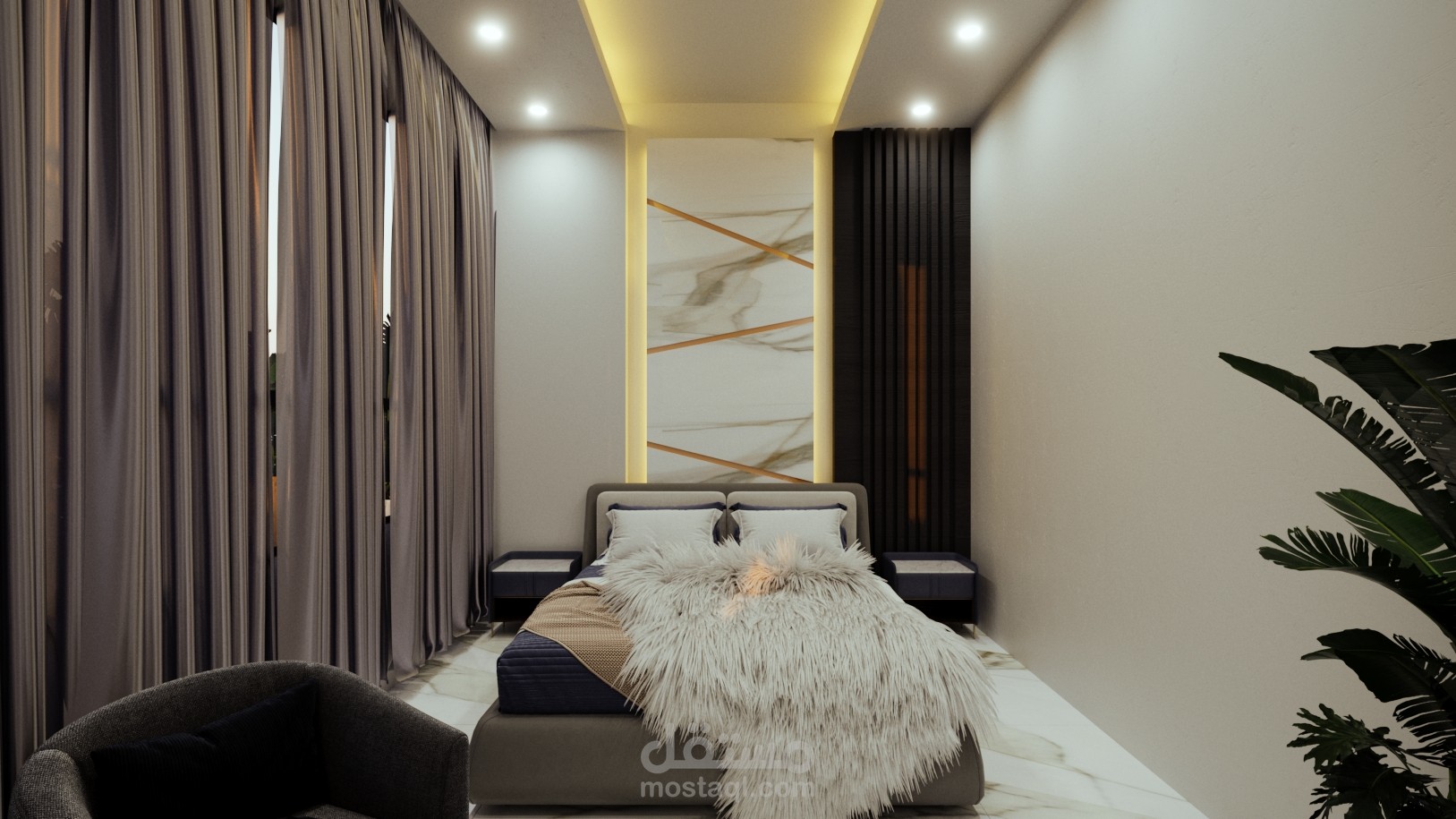 تصميم داخلي لغرفة نوم 3×4