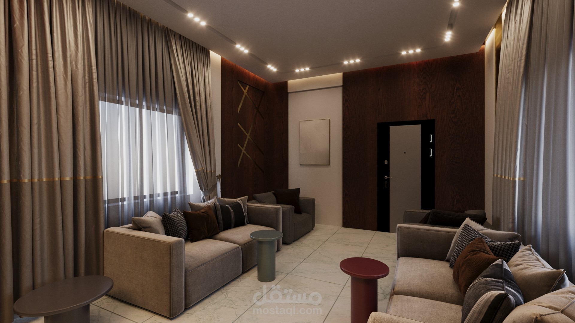 تصميم فضاء أستقبال مع طعام