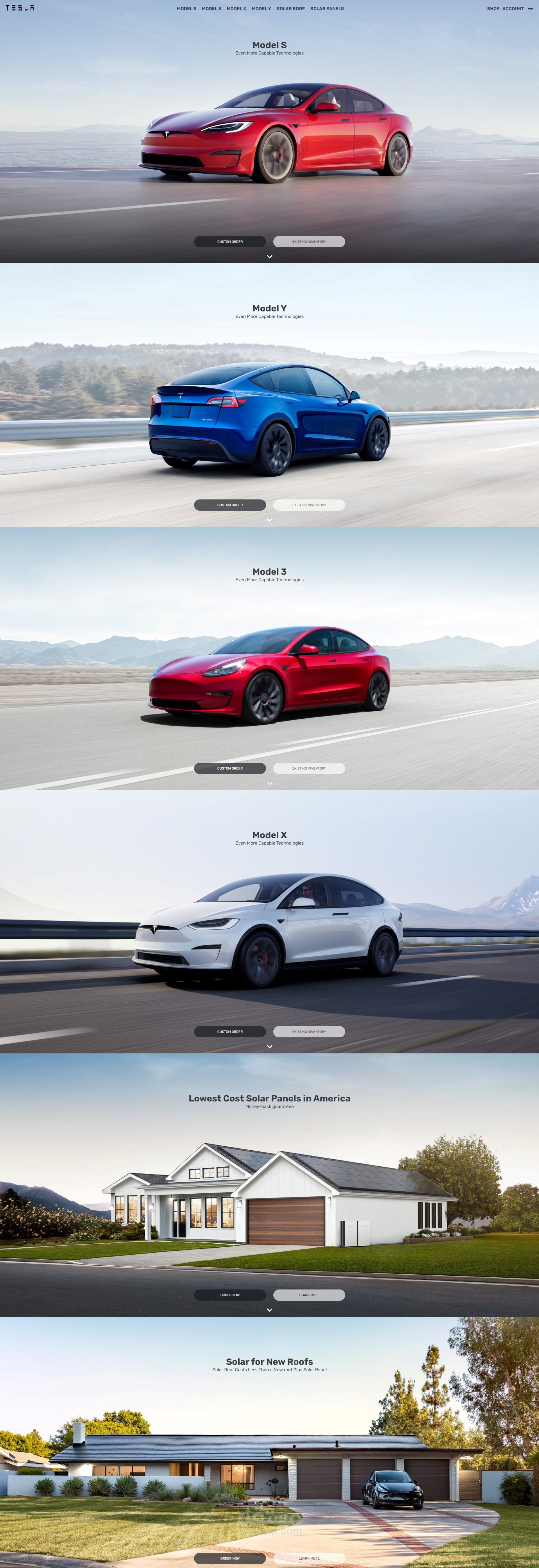Tesla Motors - تصميم UI/UX بأستخدام React.js