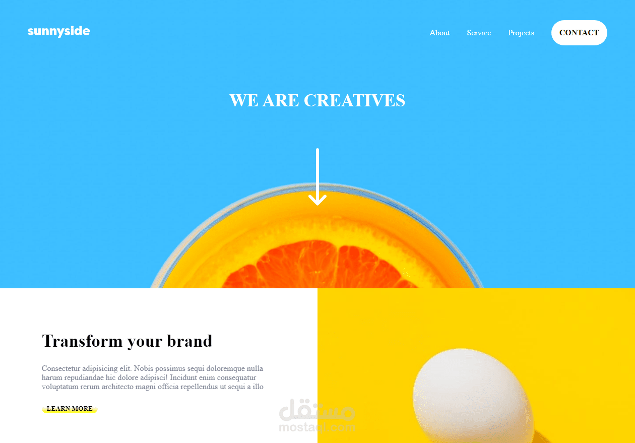 صفحة هبوط مه اضافة ال animation
