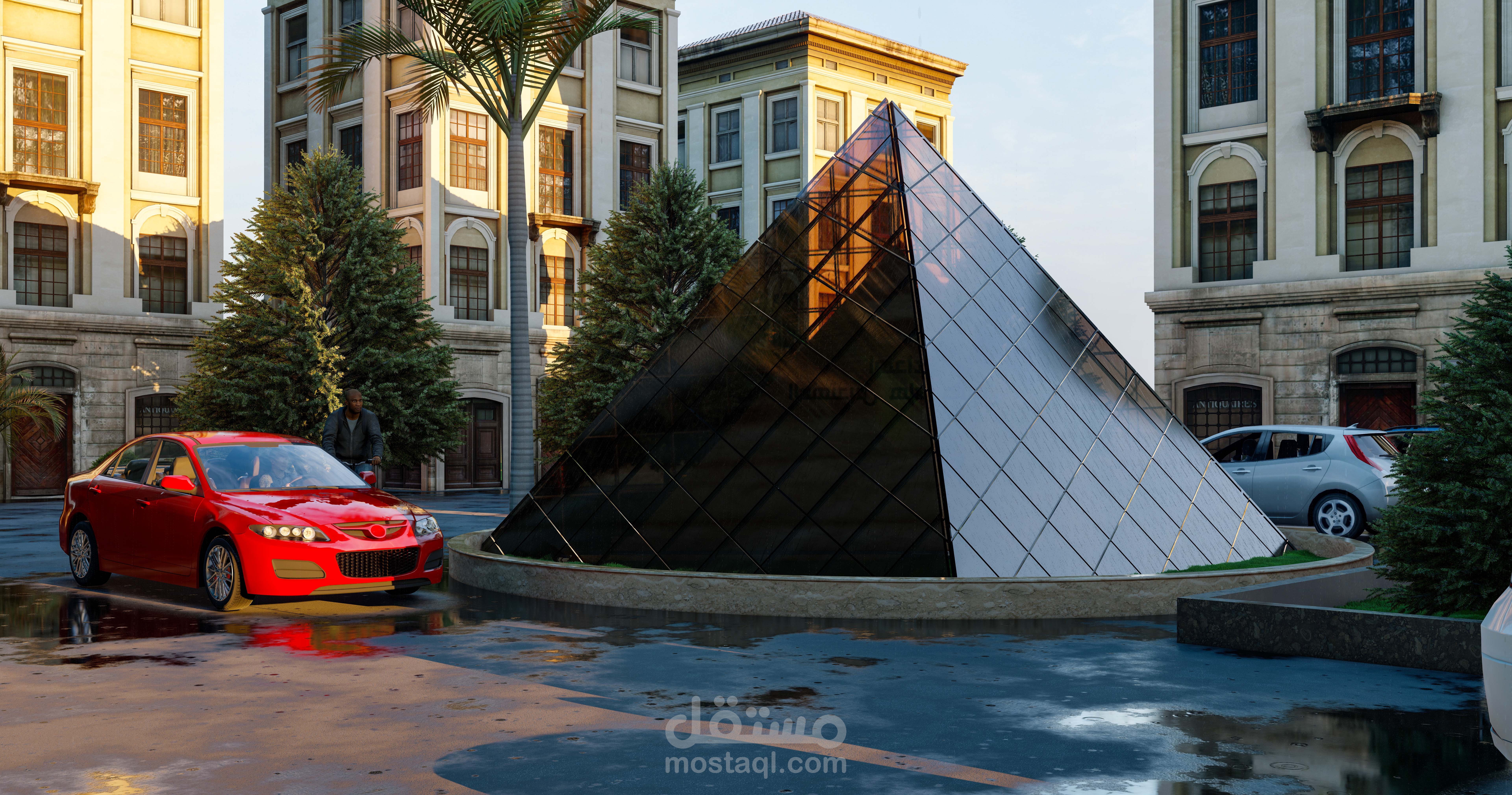 Square design in the pyramids area