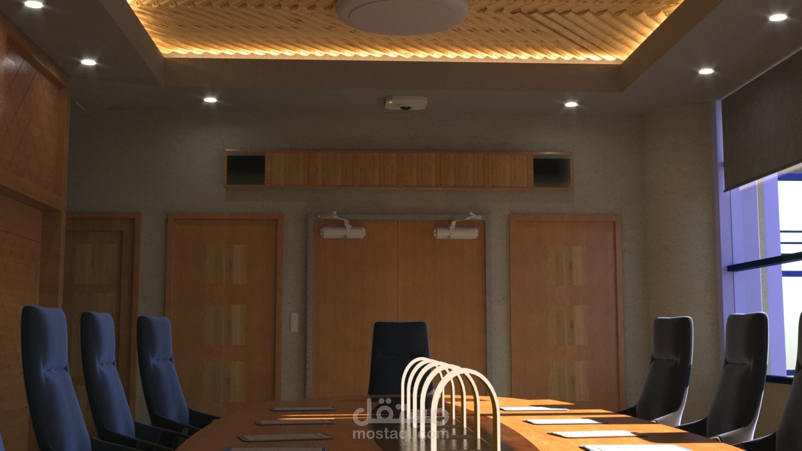 تصميم مكتب مع وحدات اضاءة