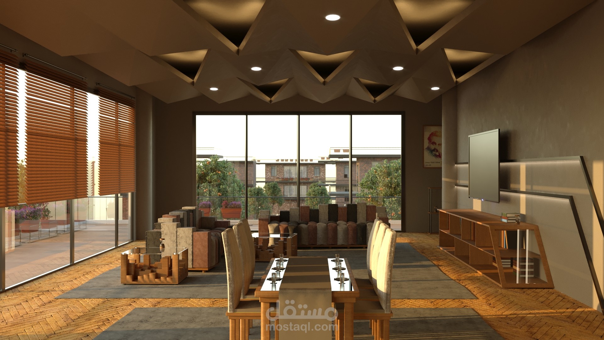 تصميم حسب الطلب / غرفة معيشة مع فراغ طعام و أثاث عصري لكل منهما