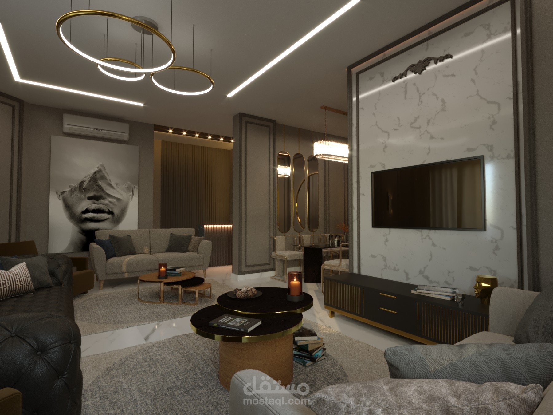 تصميم ديكور داخلي لشقة / طراز نيو كلاسيك New classic