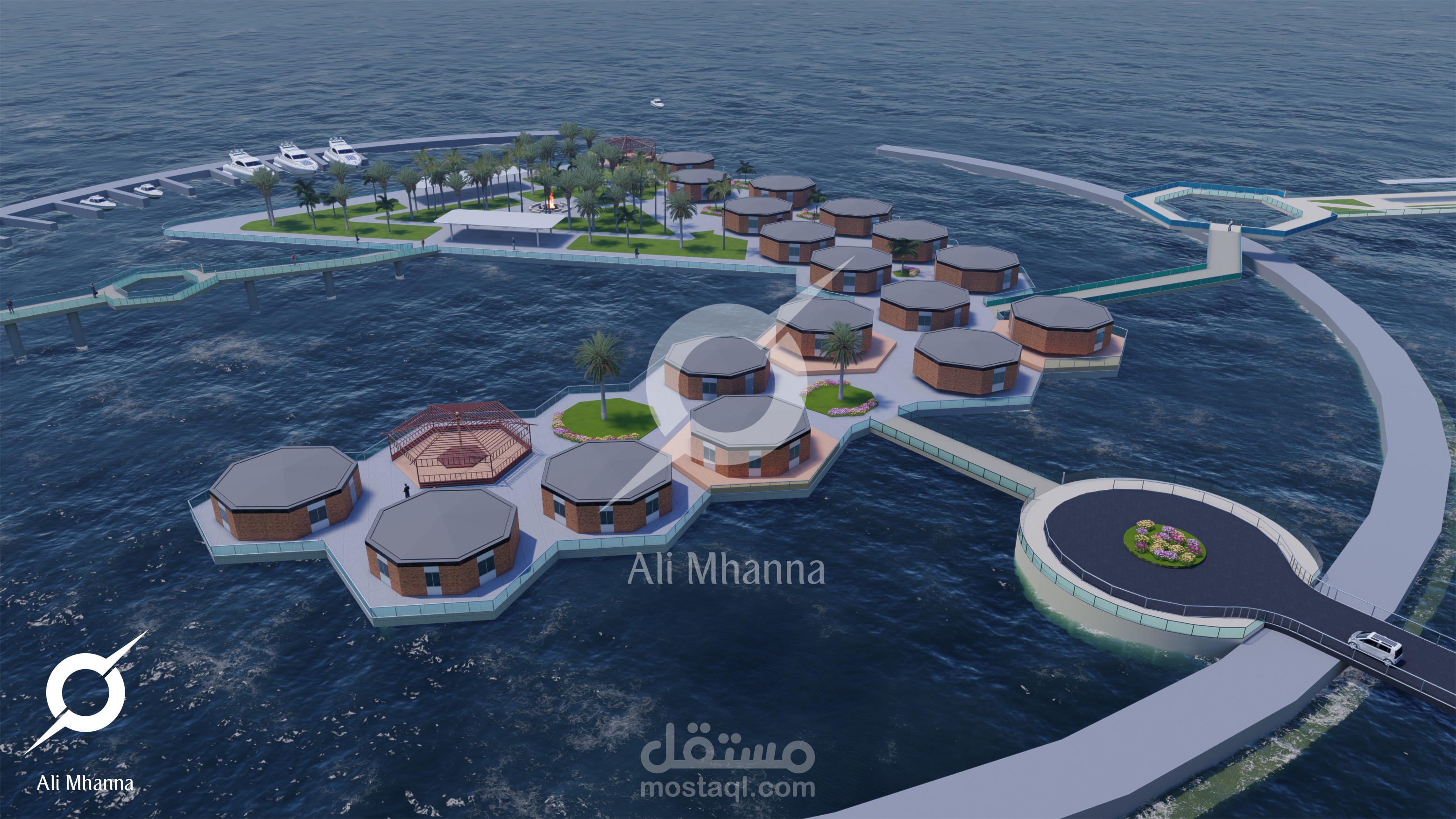 تصميم جزر سياحية \ شاليهات-تجاري-ثقافي\