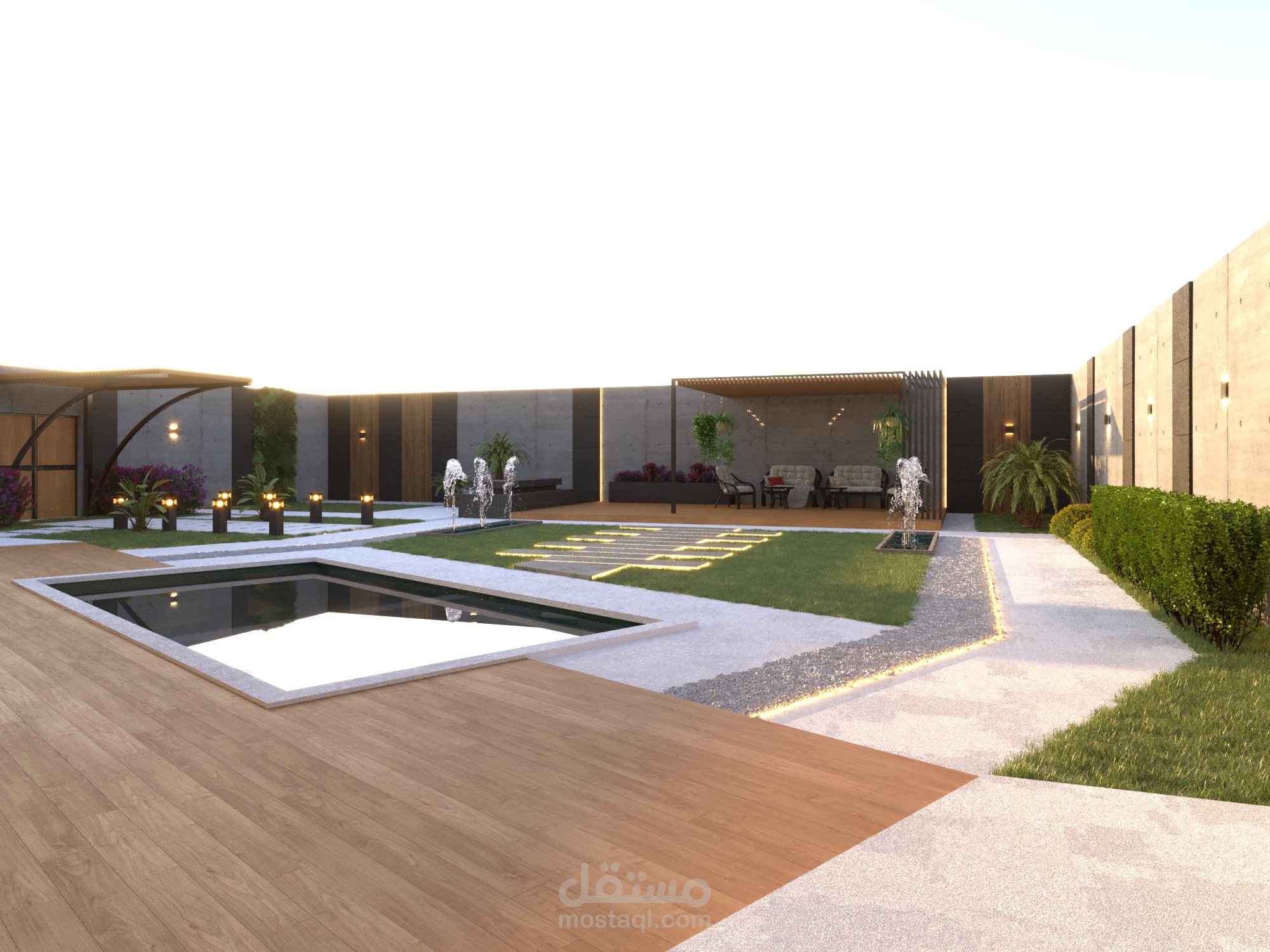 تصميم حديقة شاليه في مكة المكرمة