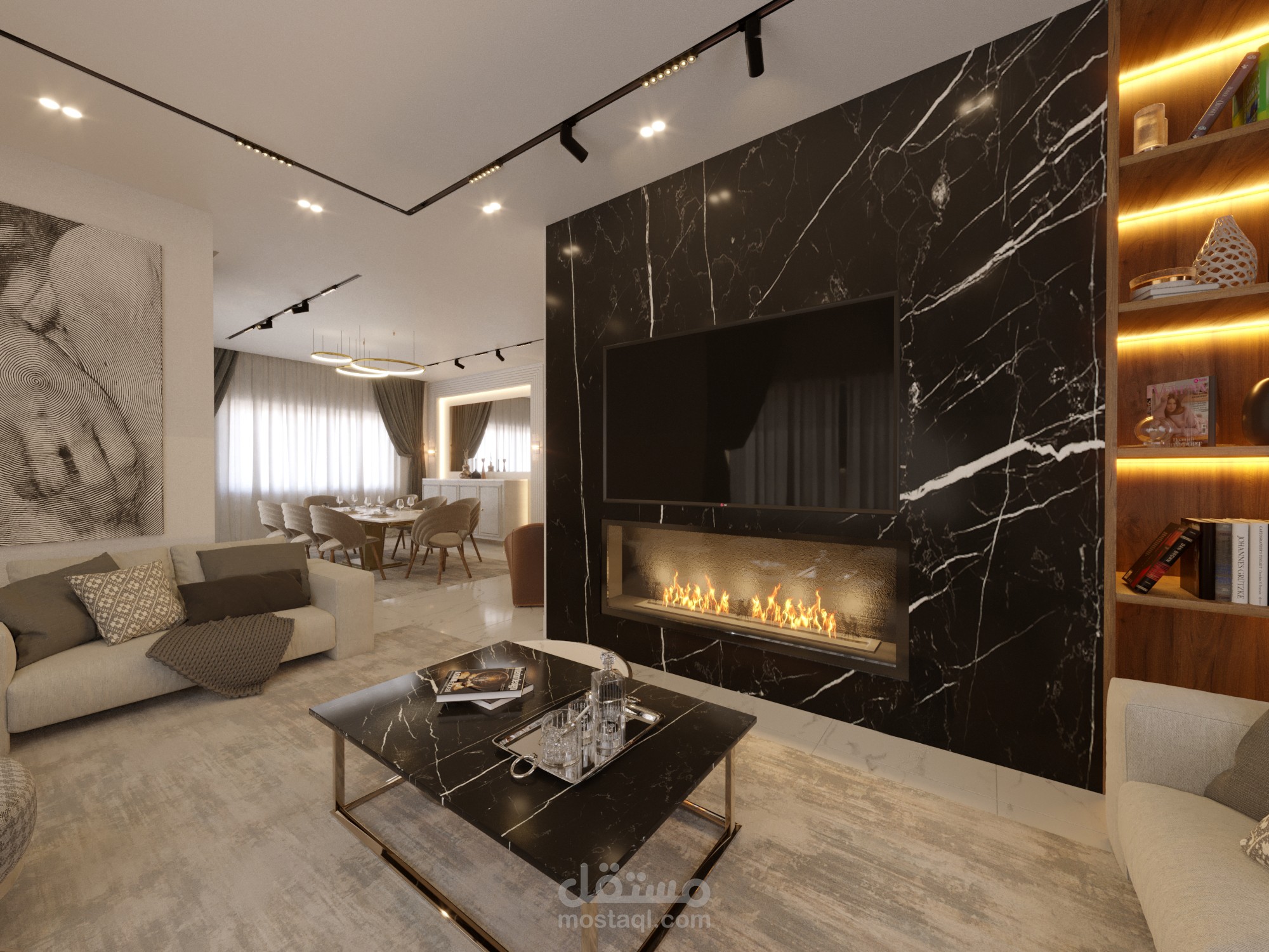 تصميم شقة بطراز نيوكلاسيك New Classic