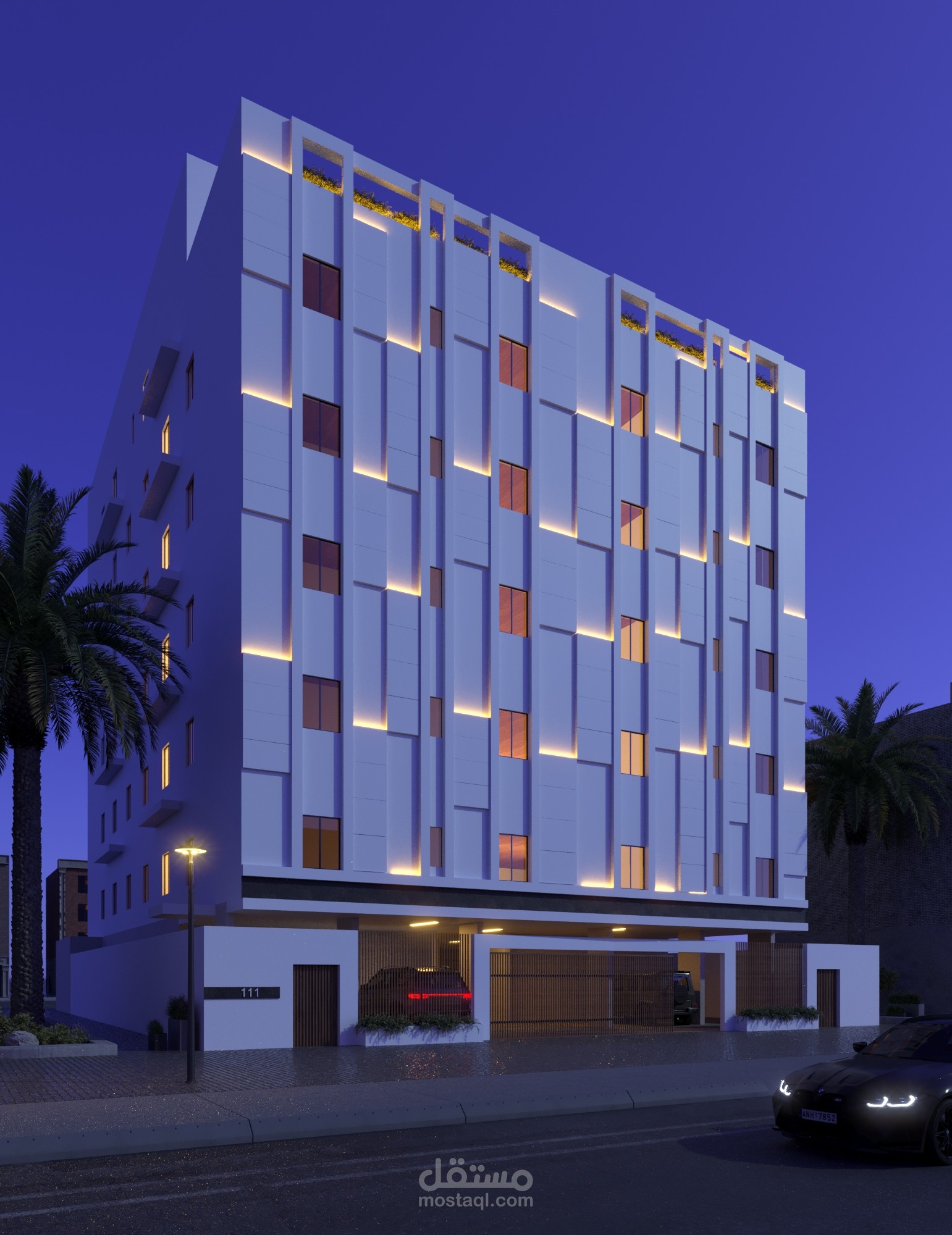 تصميم واجهة بناء سكني في الرياض