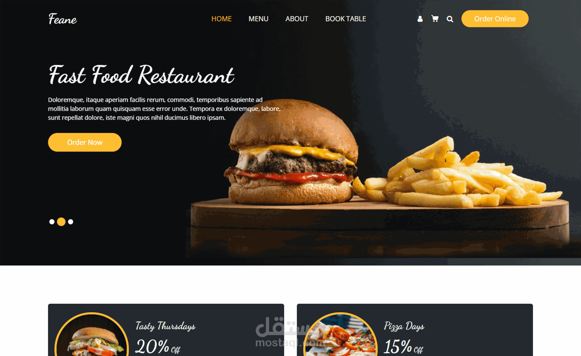 موقع حجز وجبات سريعة