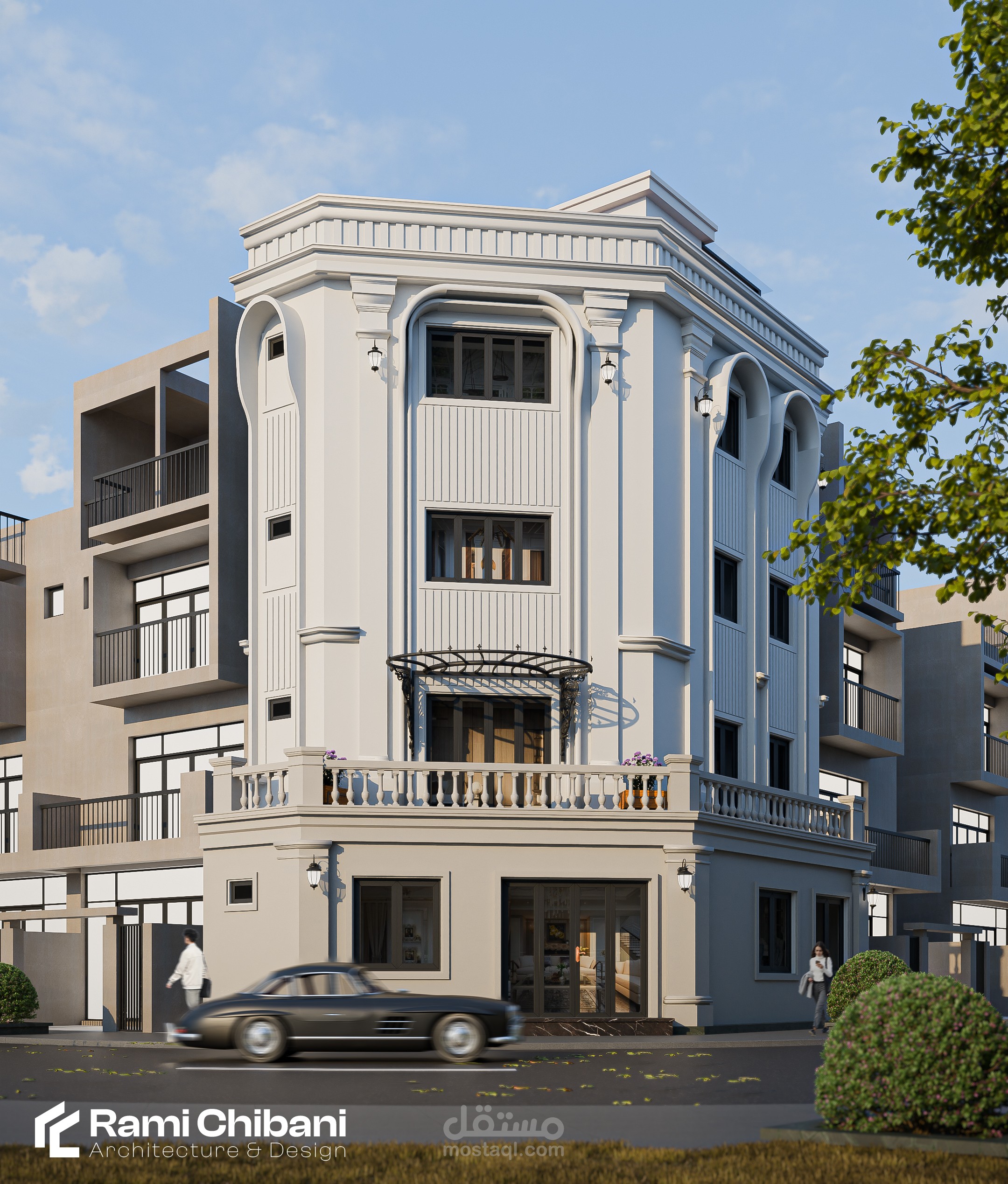 تصميم واجهة بالطراز النيو كلاسيكي