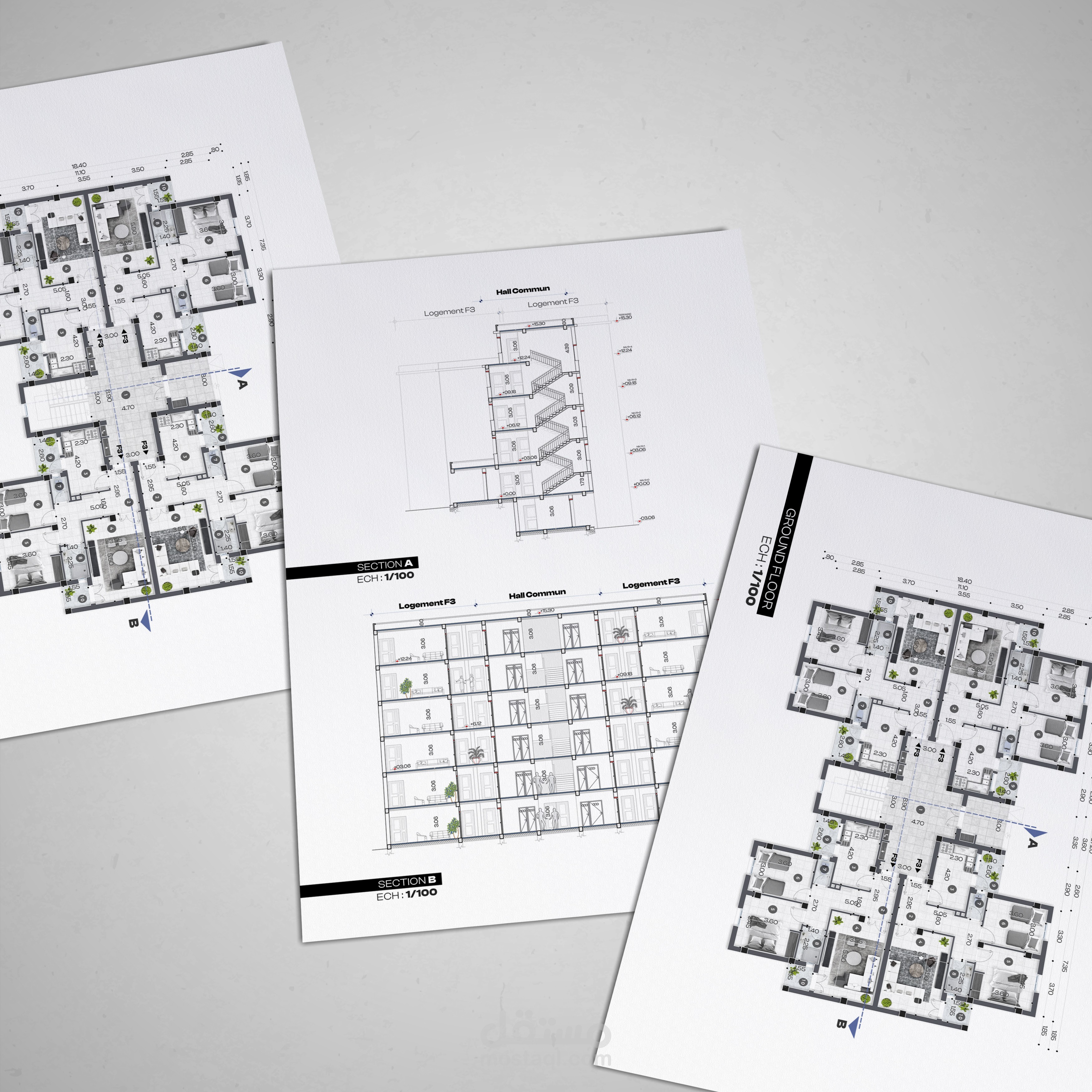 إنهاء مخططات معمارية بشكل رندر مميز