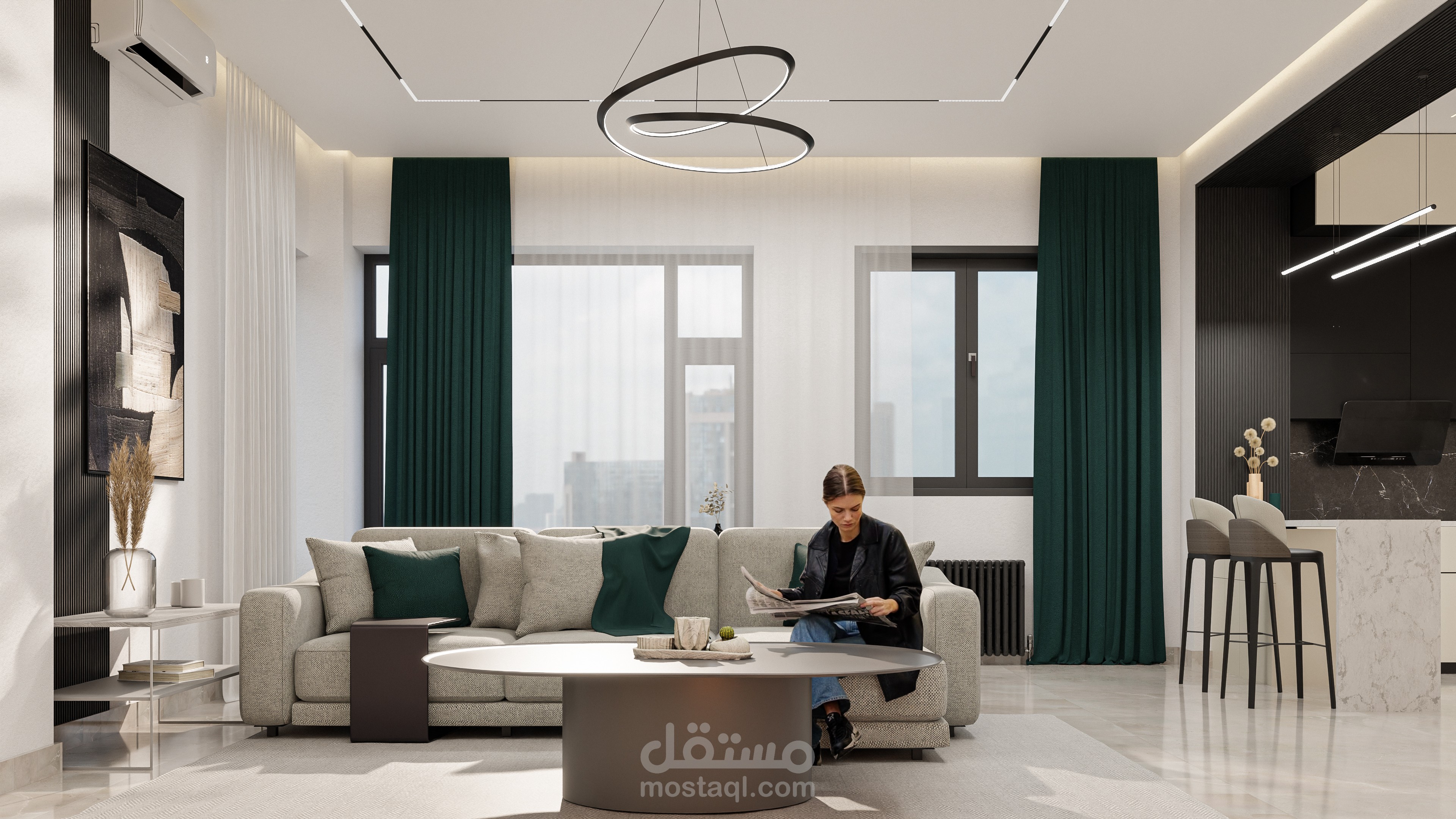 تصميم داخلي كامل لشقة F3