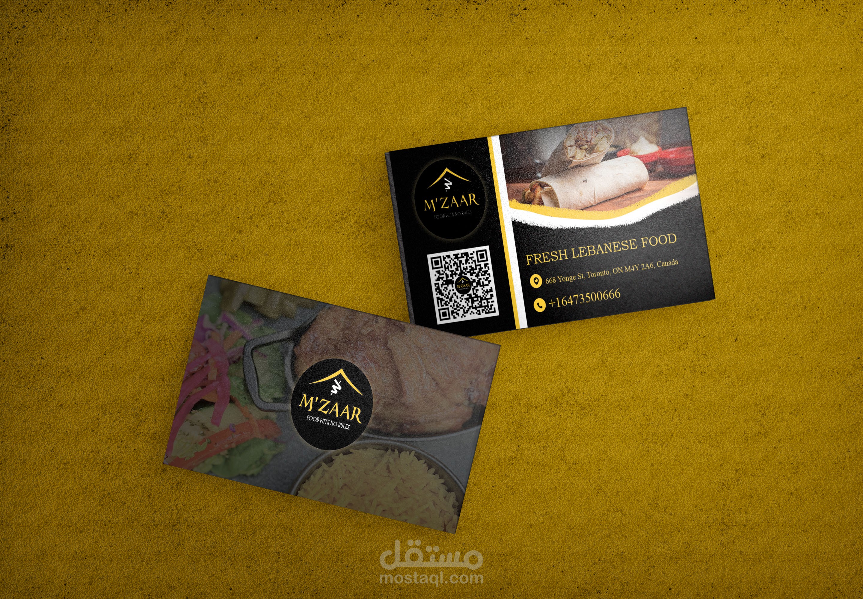 تصميم كرت عمل لصالح مطعم MZAAR