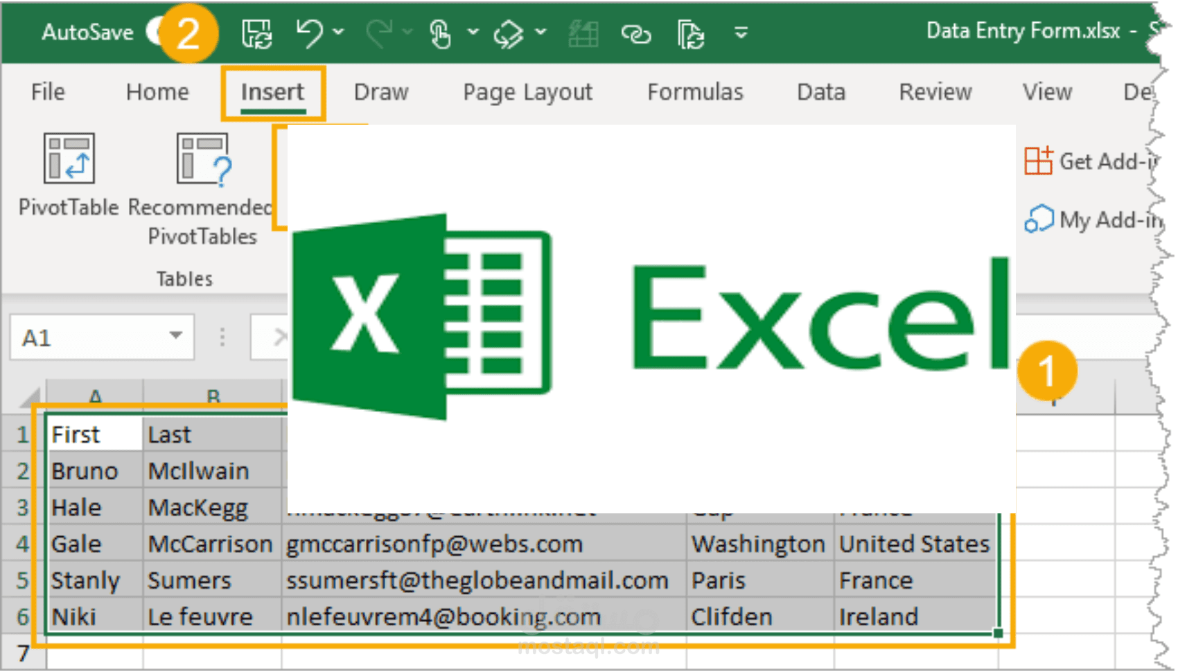 ادخال بيانات، انشاء ملف اكسل وتصميم جداول احترافي على Excel