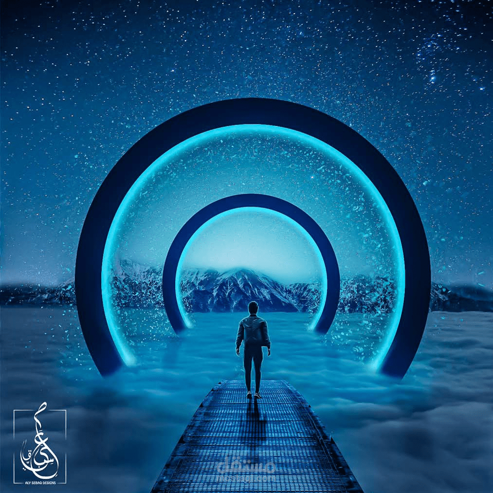 walking above the sky - photo manipulation