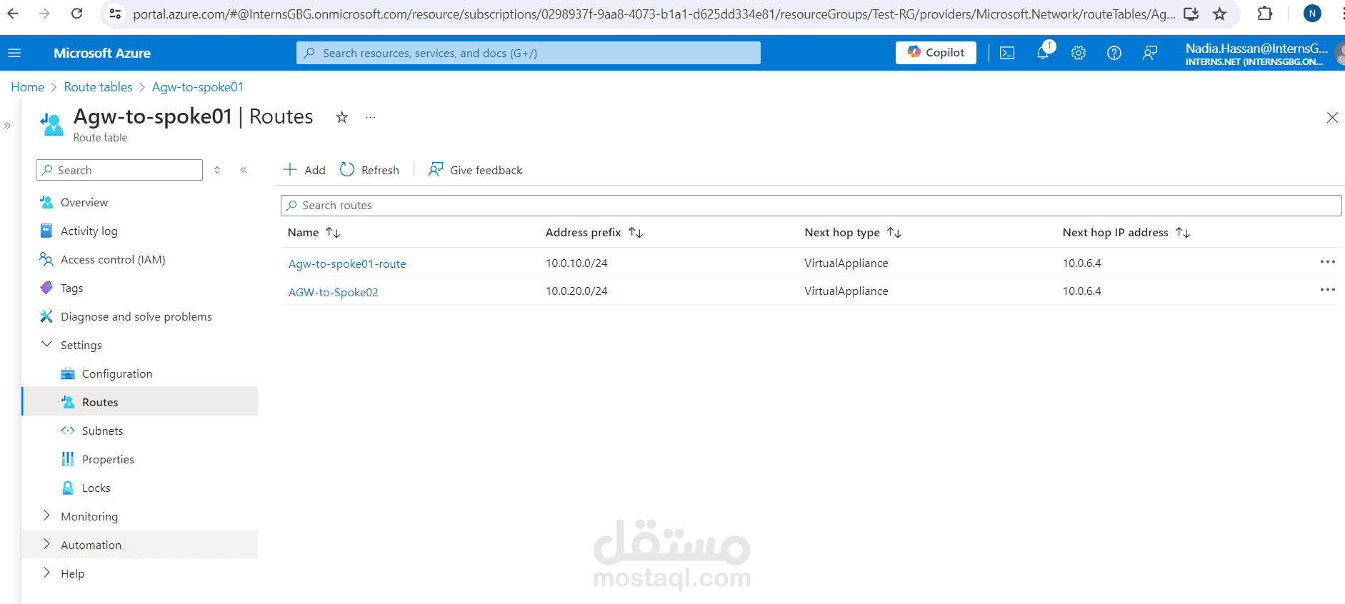 Configuring Azure Route Tables for Hub-and-Spoke Architecture (AGW, Spokes, VGW)