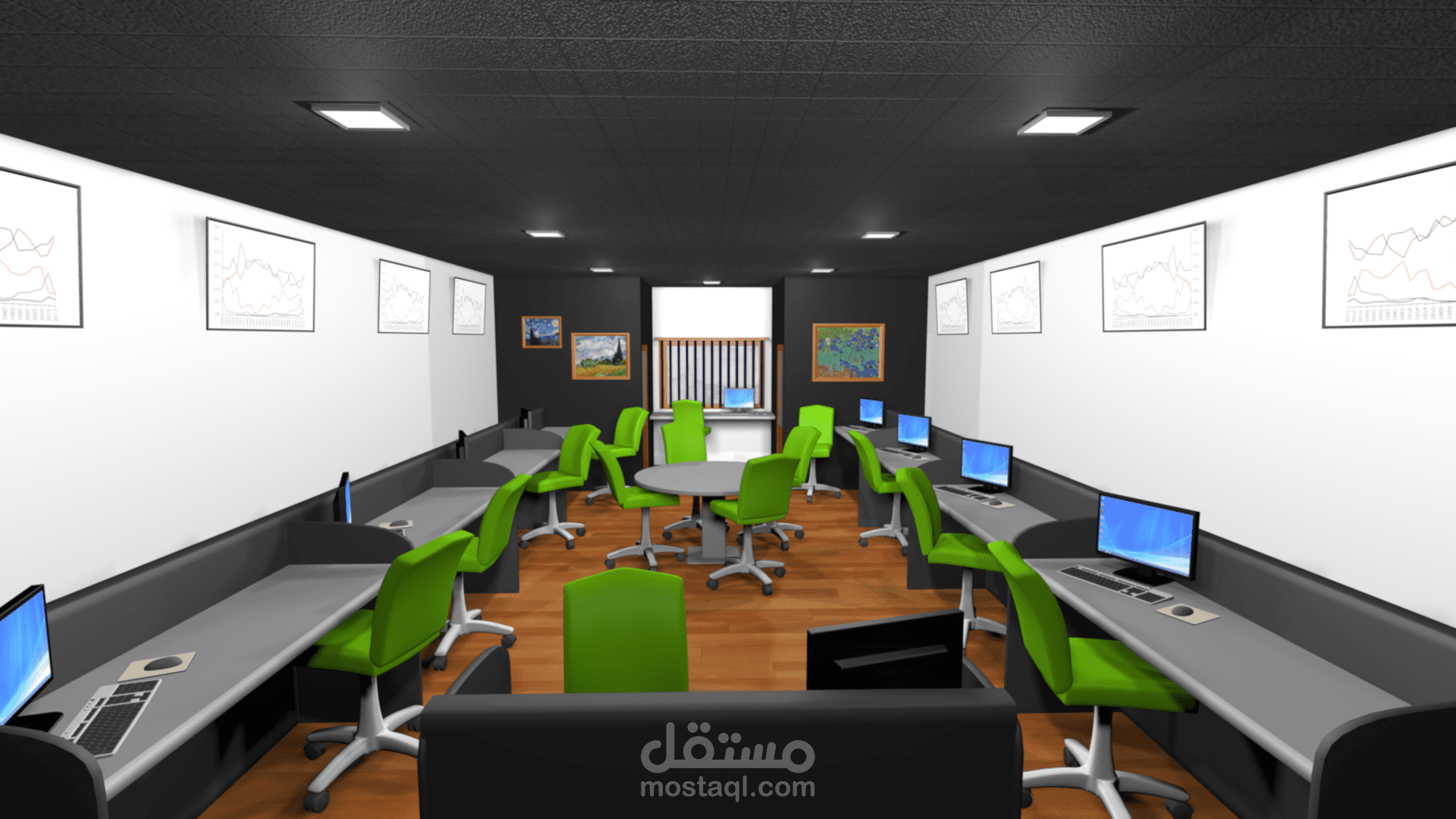 تصميم ثلاثي الأبعاد لمكتب على برنامج 3DS Max