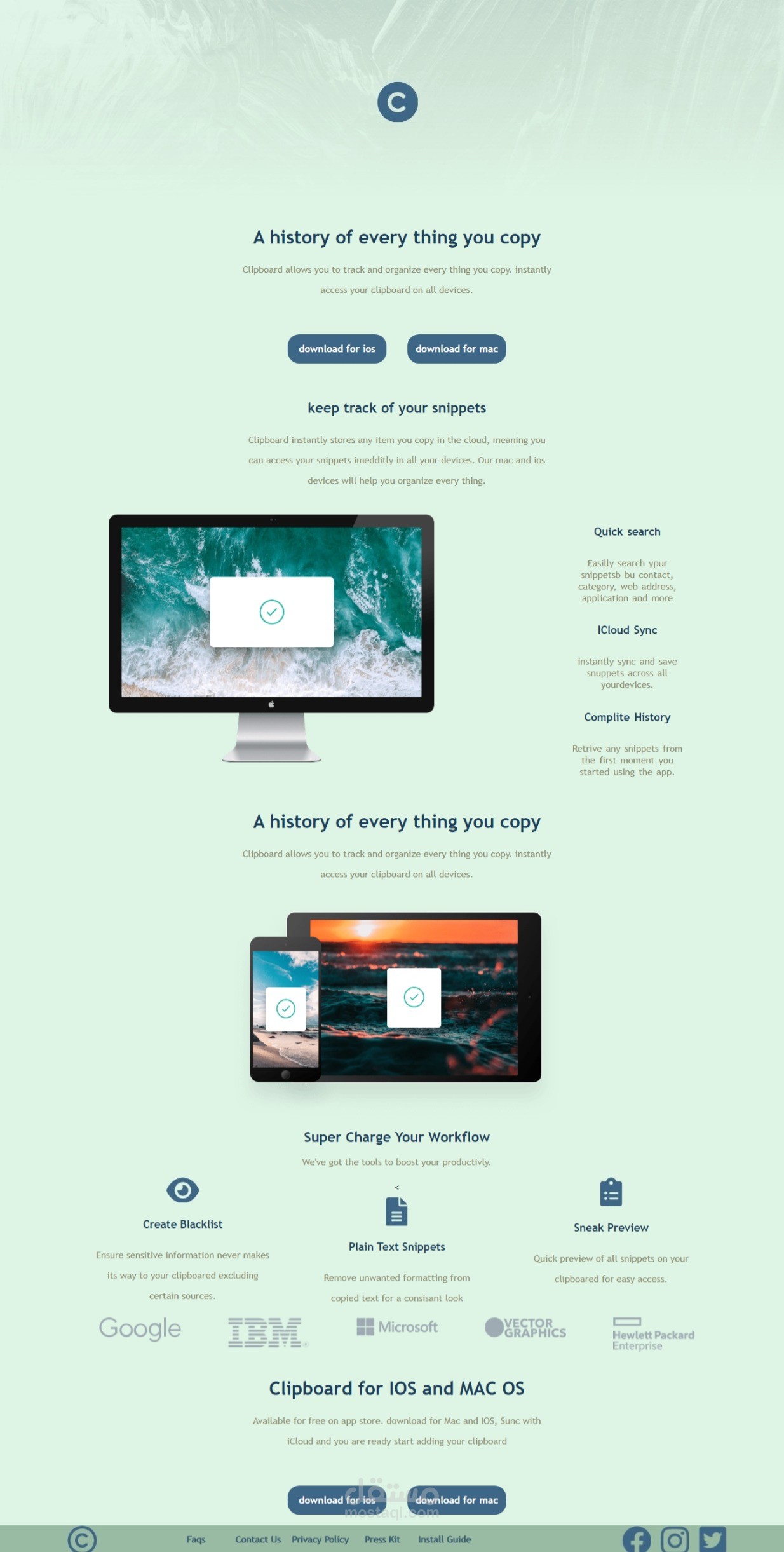 landing page