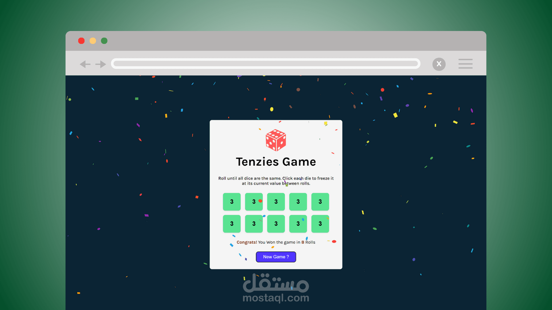 Tenzies Game Website