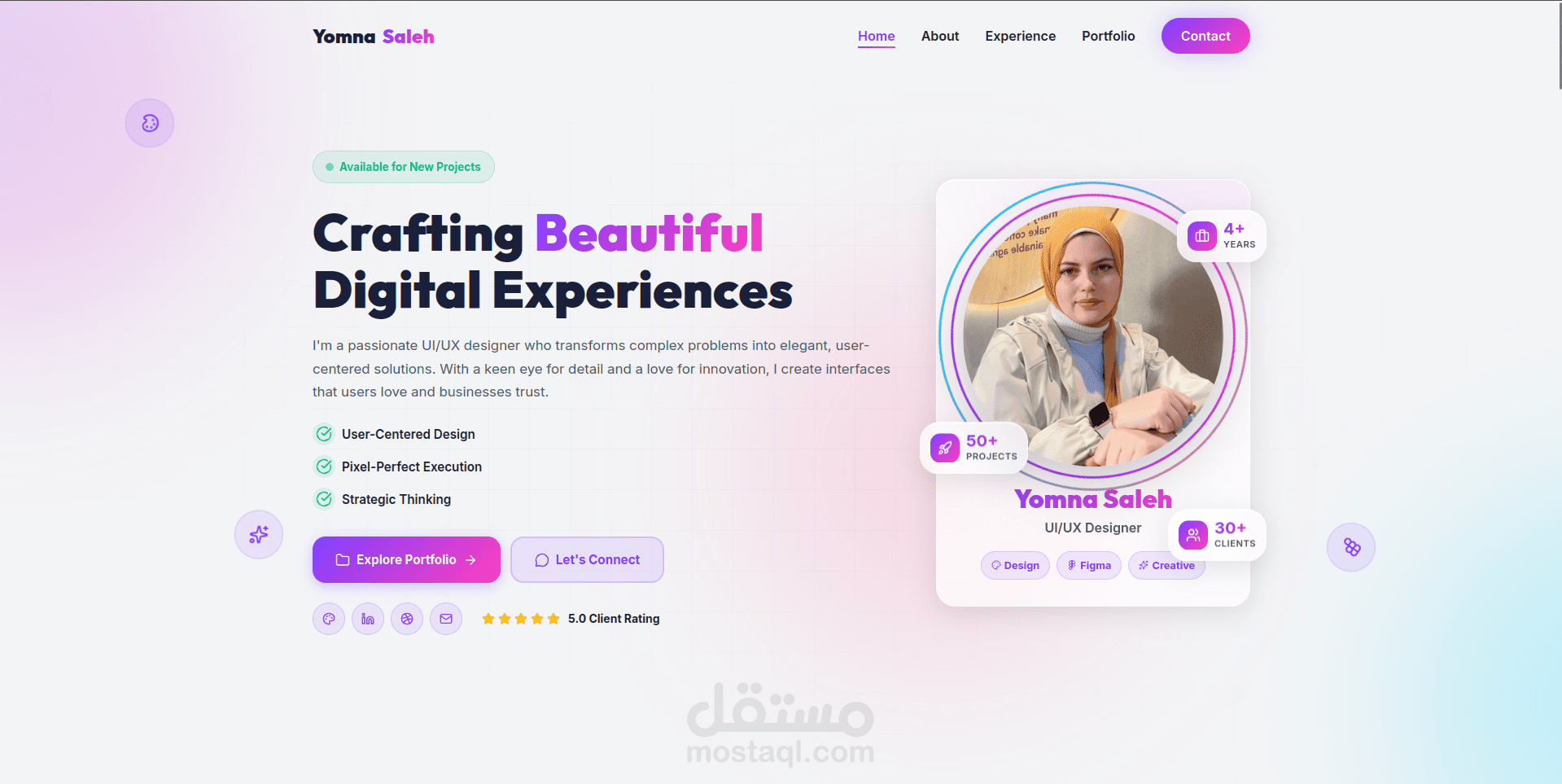موقع بورتفوليو احترافي - UI/UX Designer