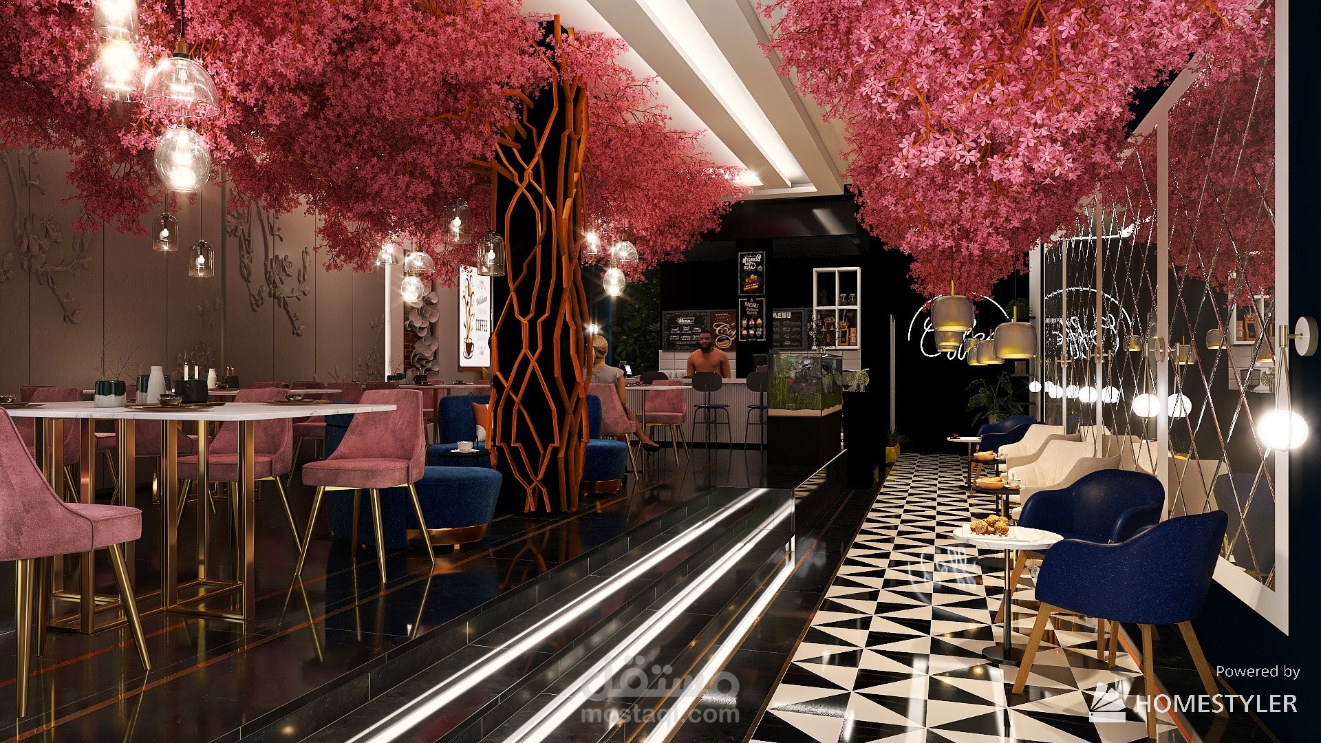 تصميم داخلي لمقهي (COFEE & TREATS)